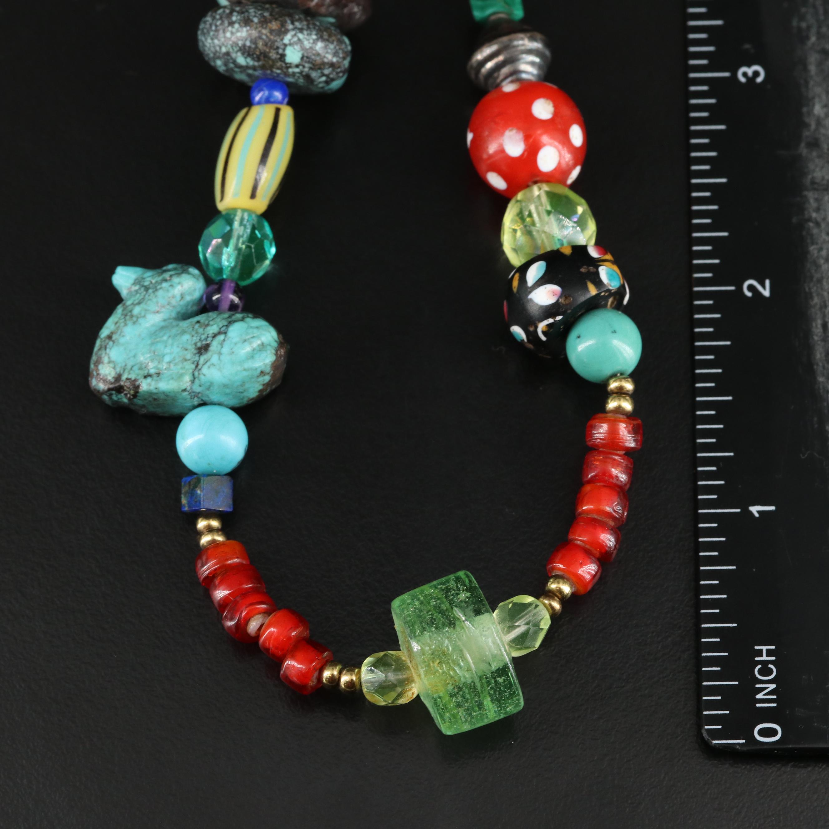 Tribal Bead Necklaces Featuring Brass, Sterling and Glass Beads