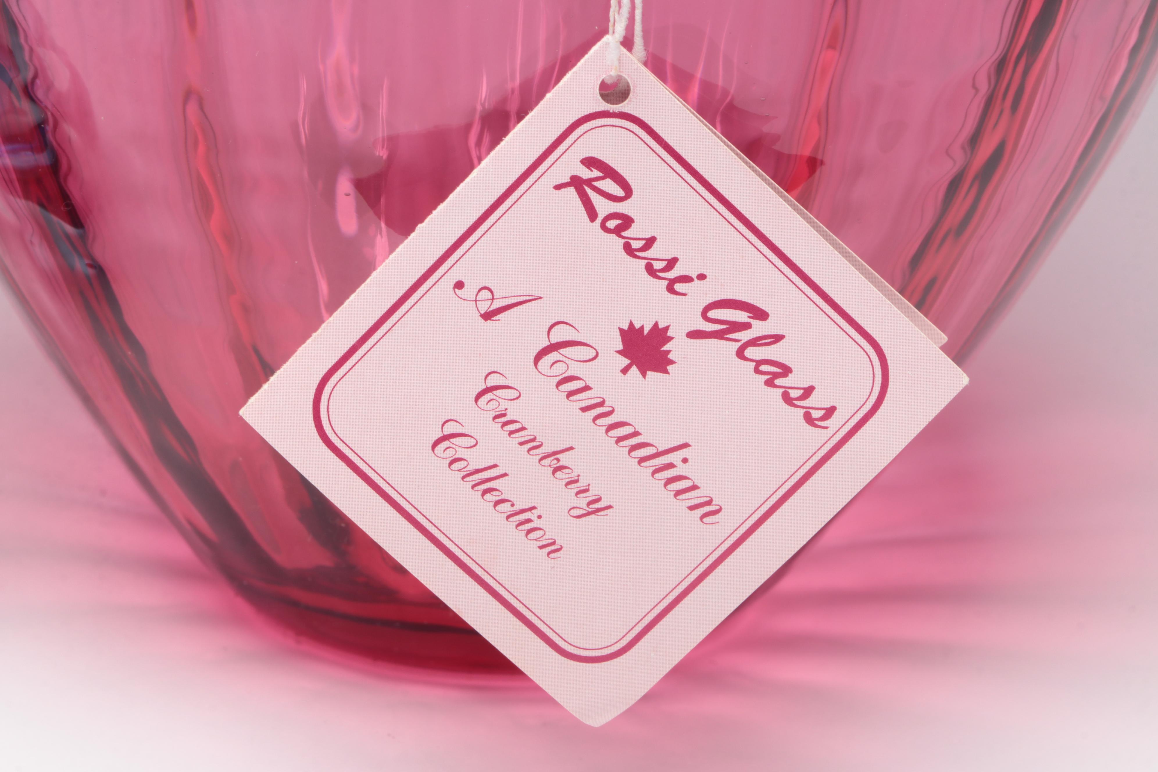 Mats Jonasson Crystal Bud Vase with Swirled Blue Vase and Cranberry Glass Vases