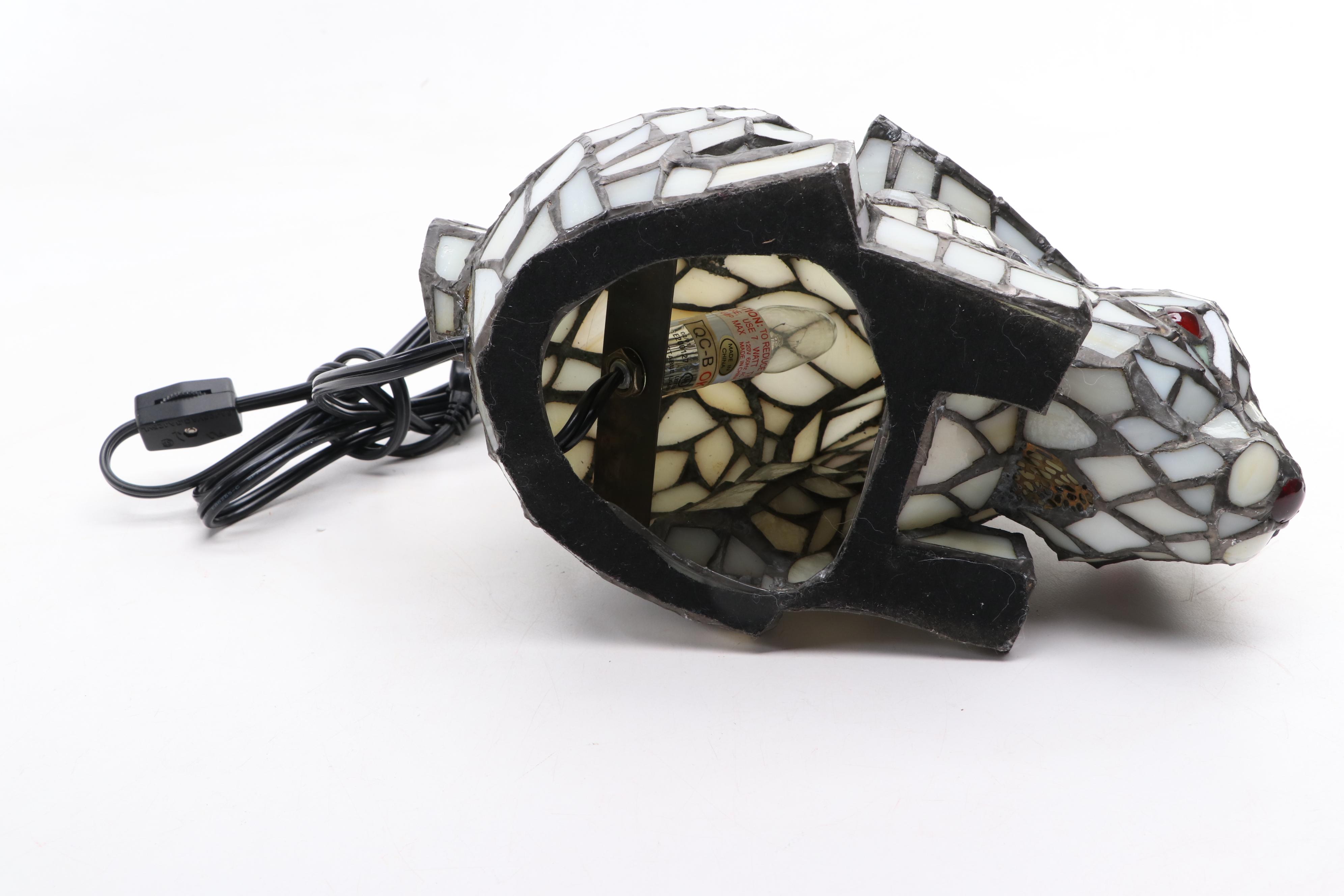 Slag Glass Bunny Rabbit Nightlight, Contemporary