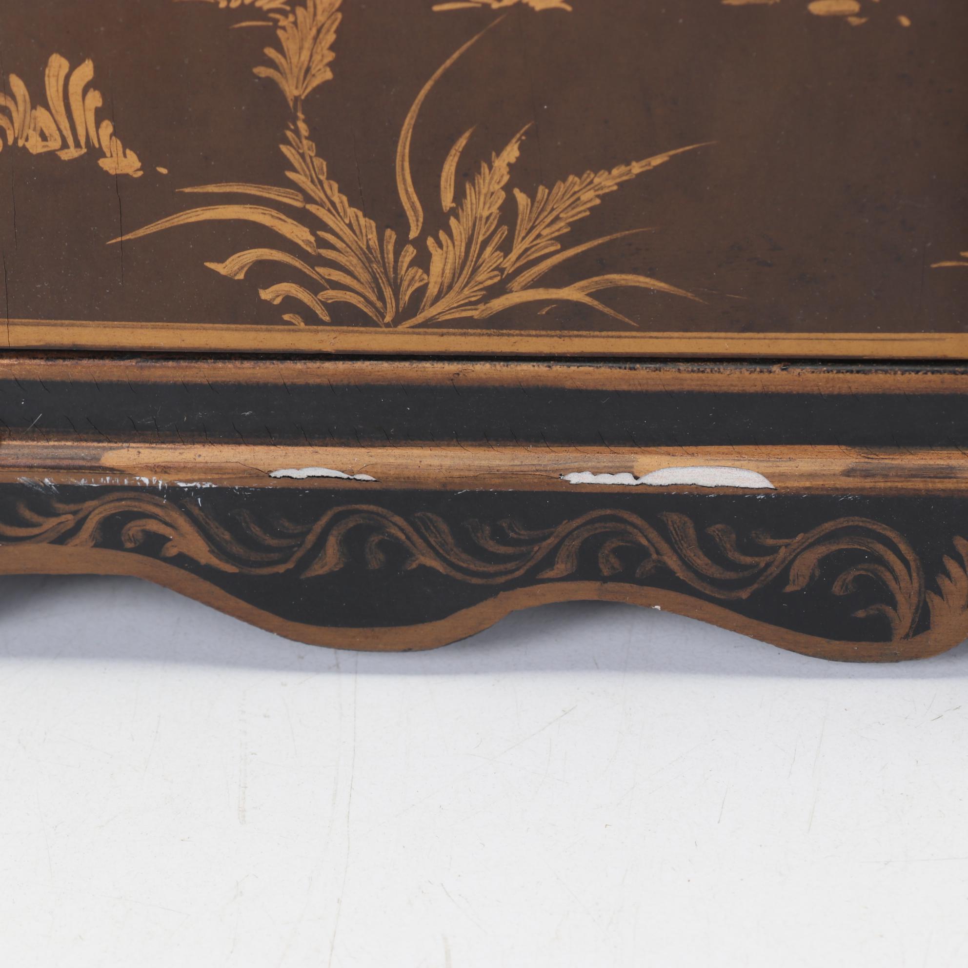 Chinese Jewelry Box with Calligraphy Decorated Bottles and Bowl Set