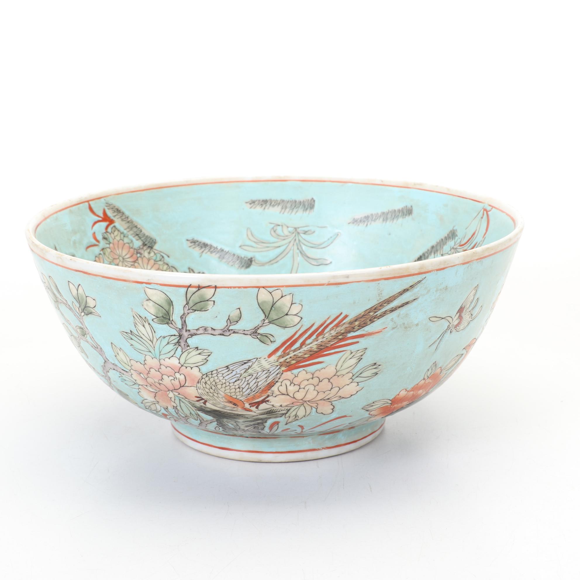 Chinese Jewelry Box with Calligraphy Decorated Bottles and Bowl Set