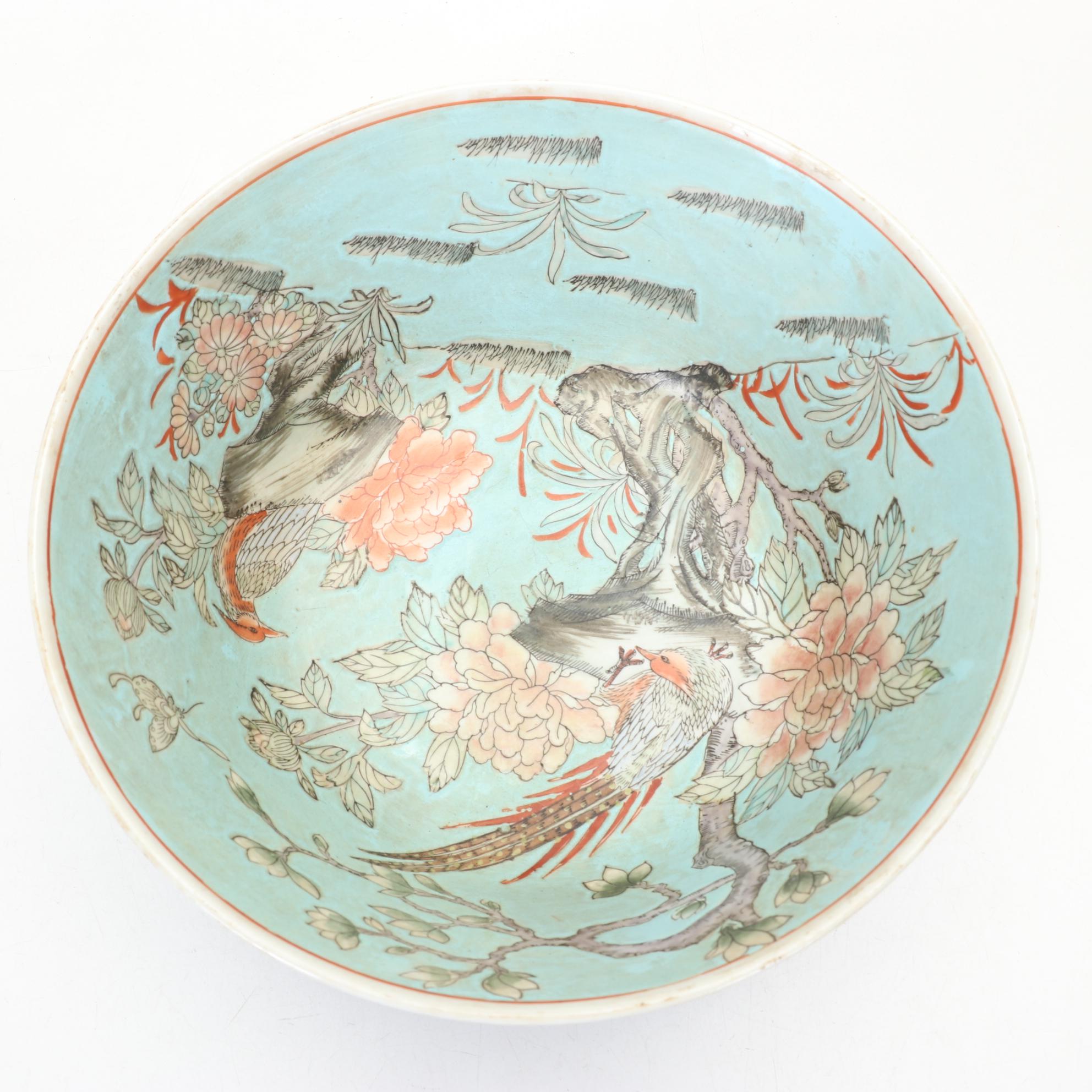 Chinese Jewelry Box with Calligraphy Decorated Bottles and Bowl Set