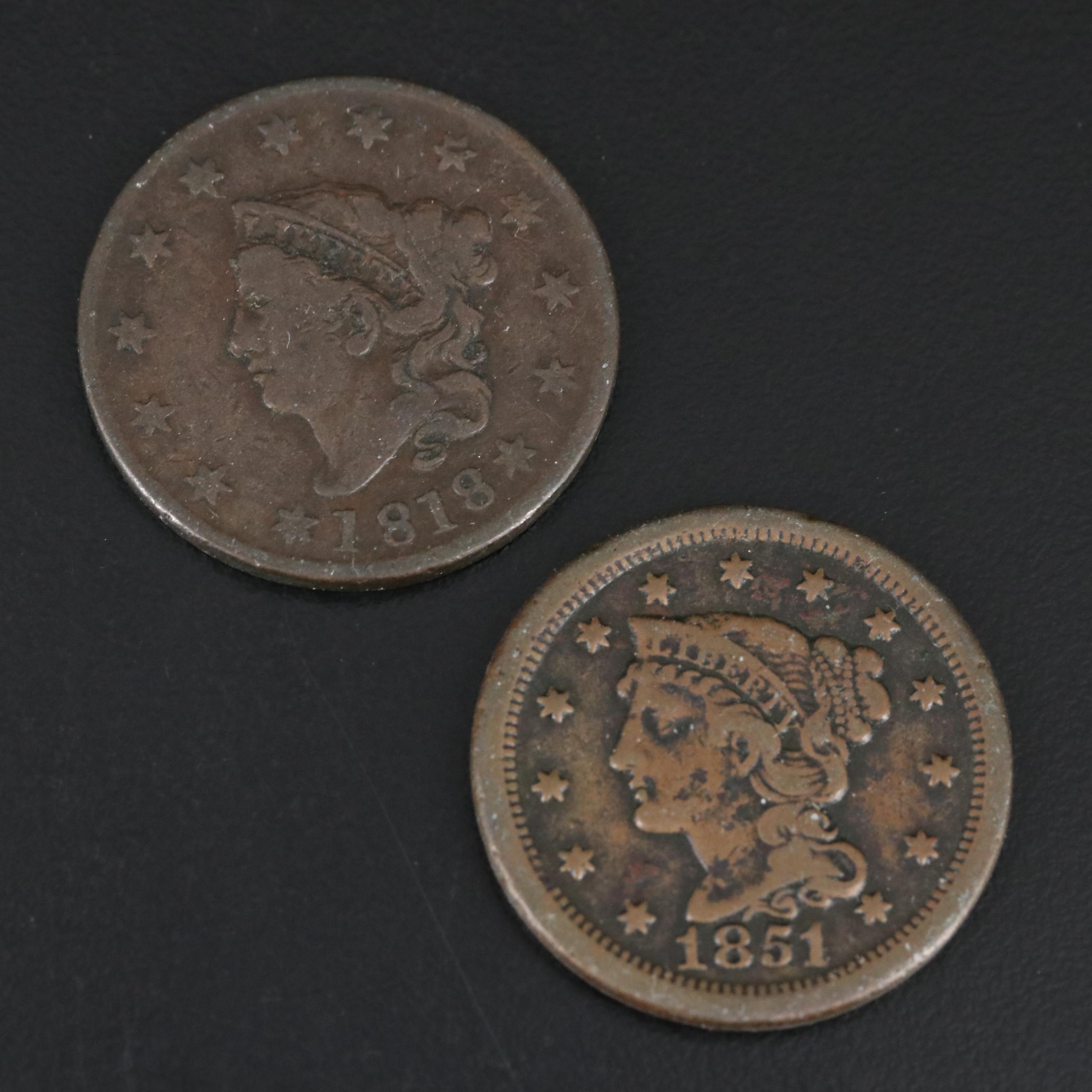 Group of Seven United States Large Cents
