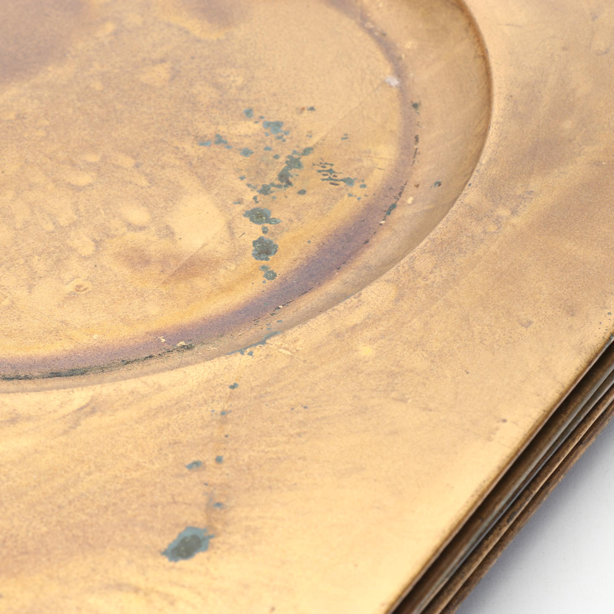 Ruby Red Accented Dinner Plates, Gold Tone Chargers, & Pottery Barn Table Linens