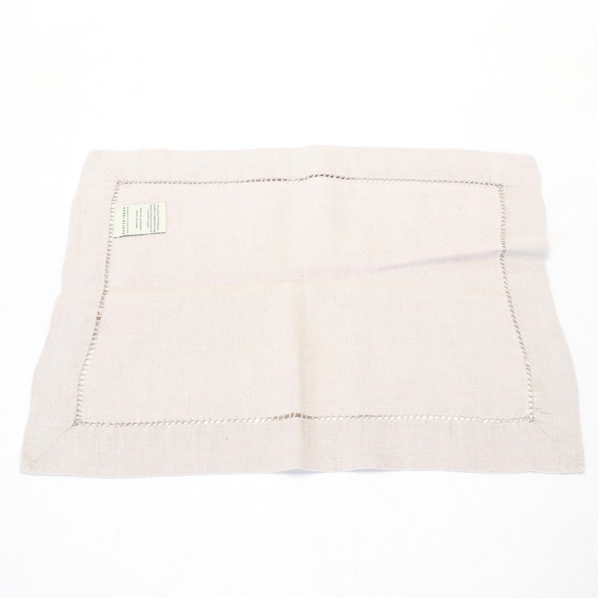 Ruby Red Accented Dinner Plates, Gold Tone Chargers, & Pottery Barn Table Linens