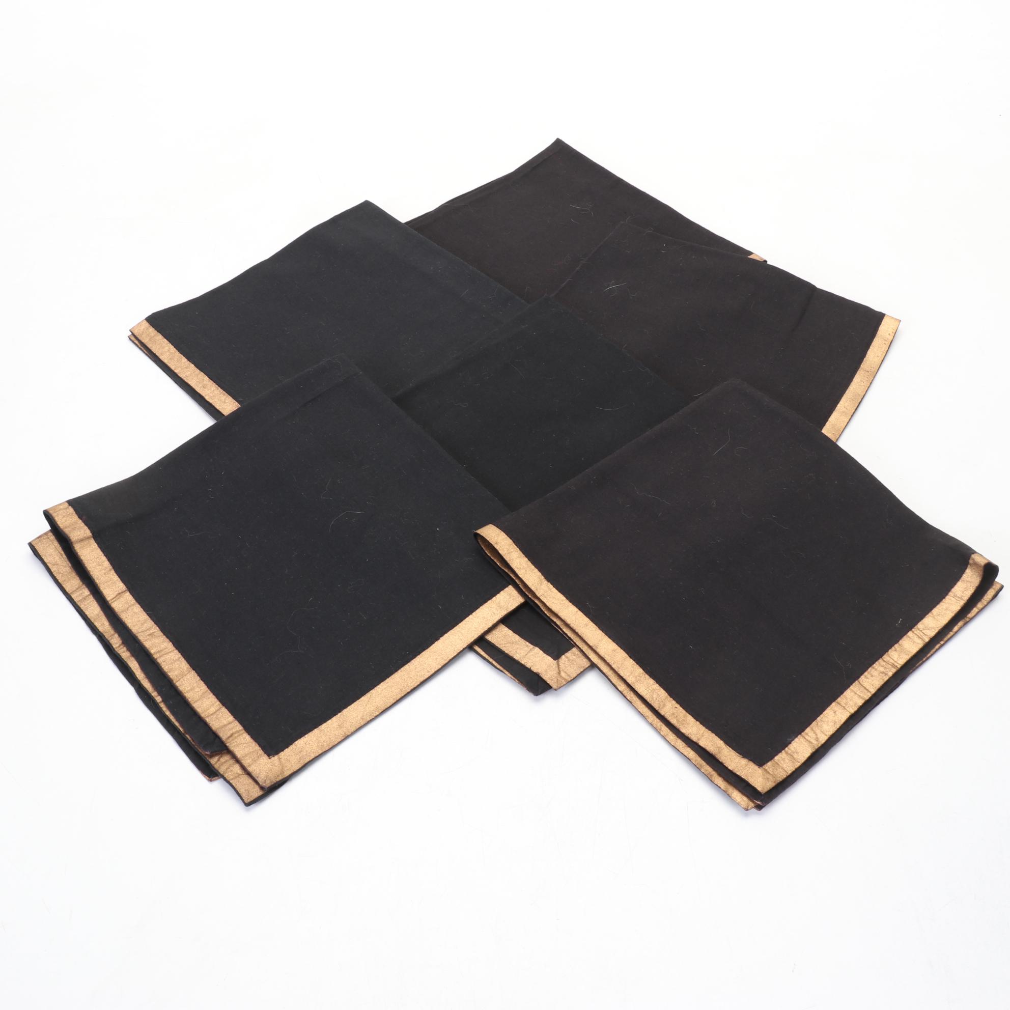 Ruby Red Accented Dinner Plates, Gold Tone Chargers, & Pottery Barn Table Linens