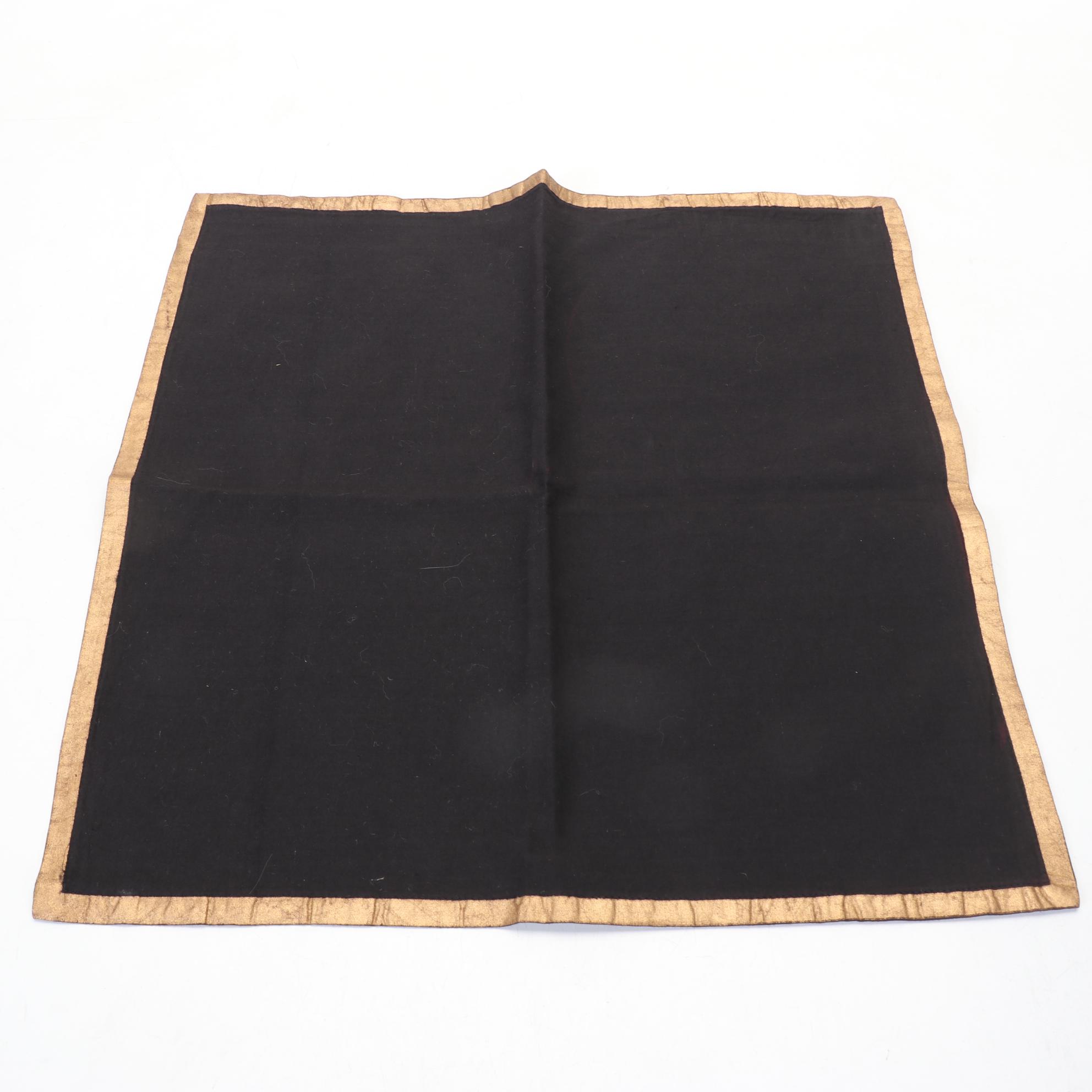 Ruby Red Accented Dinner Plates, Gold Tone Chargers, & Pottery Barn Table Linens