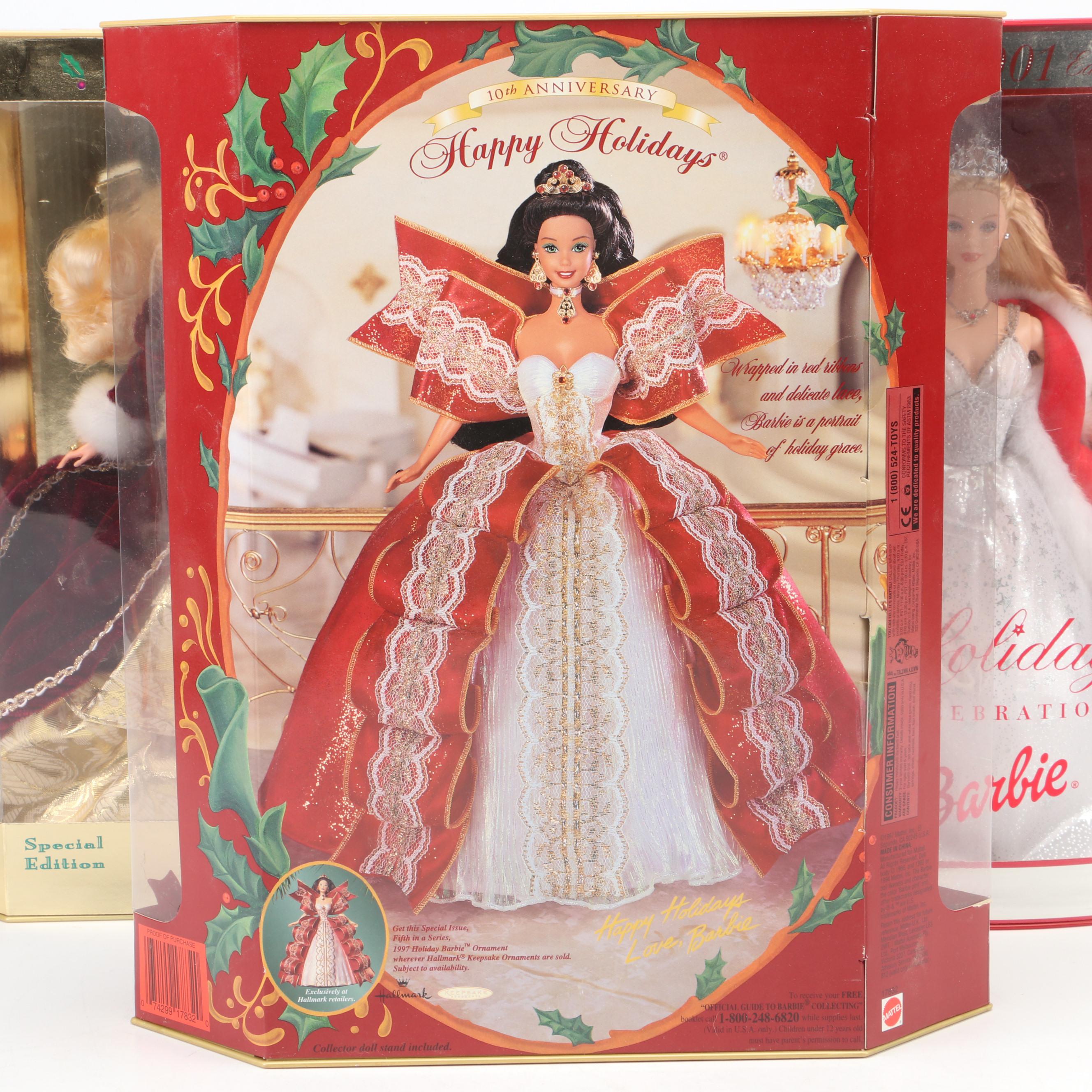Sealed Special Edition Hallmark Holiday Barbie Dolls with More