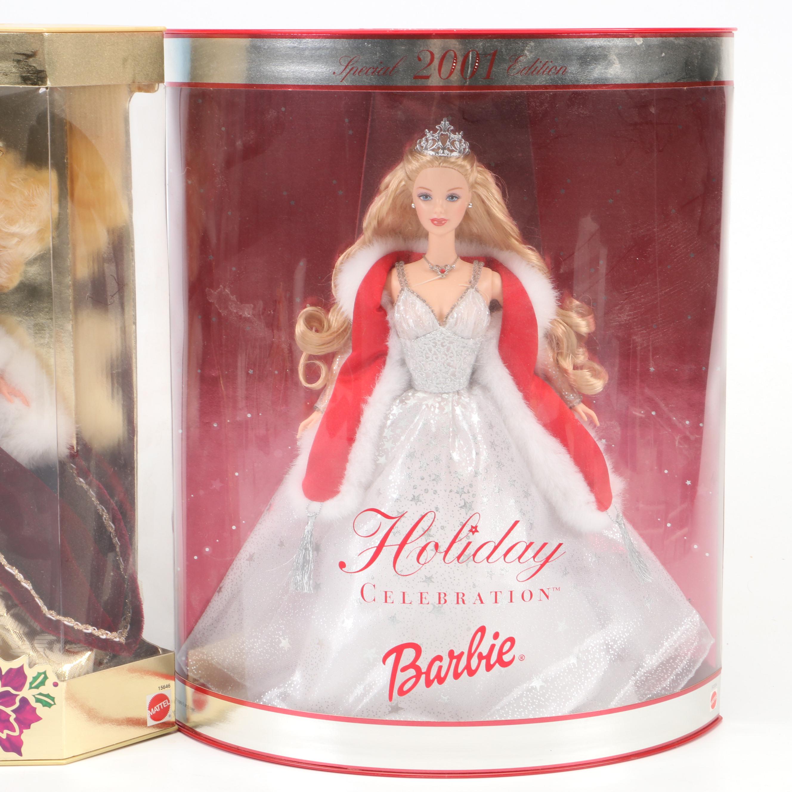 Sealed Special Edition Hallmark Holiday Barbie Dolls with More