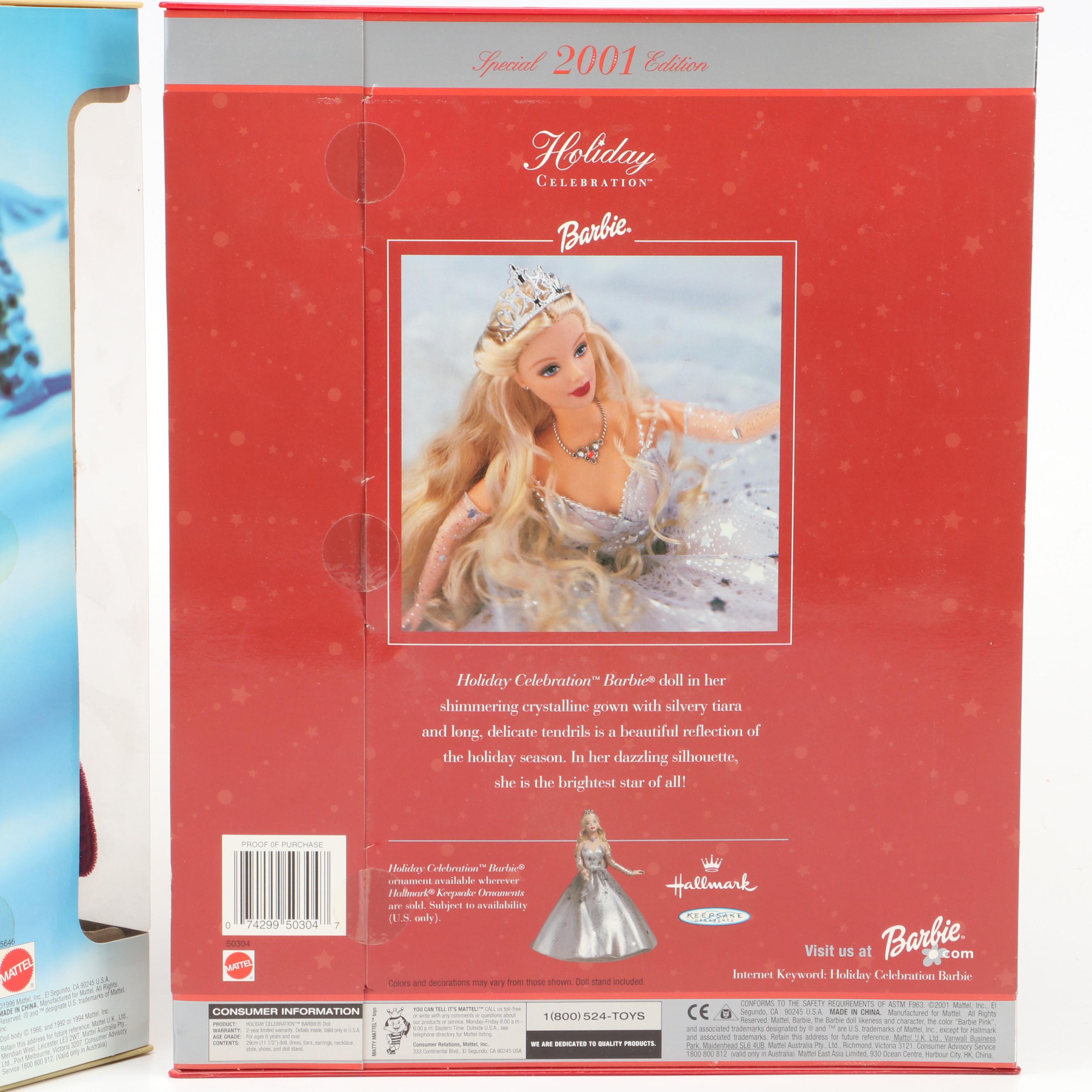Sealed Special Edition Hallmark Holiday Barbie Dolls with More