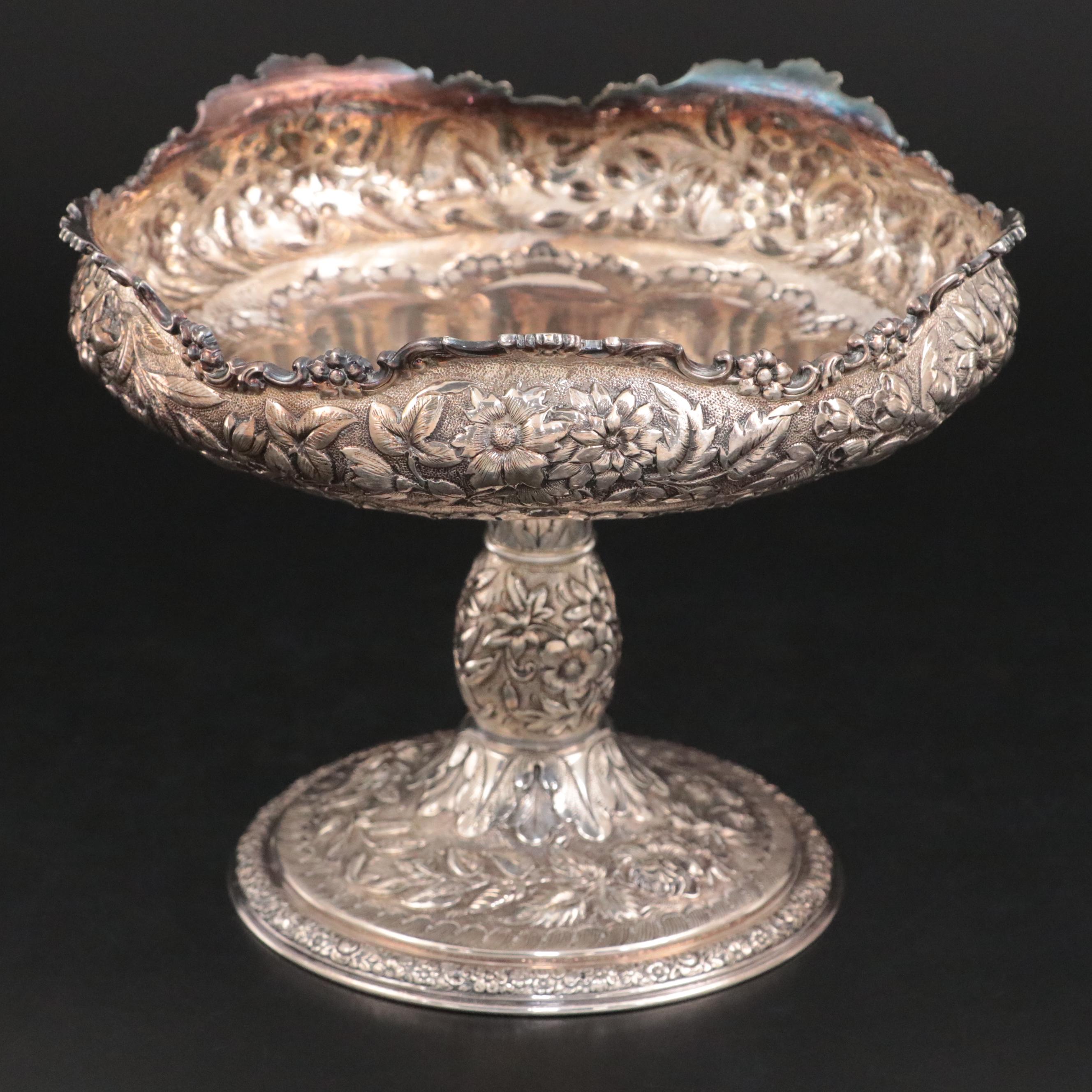 Tiffany & Co. Repoussé Silver Plate Compote, Late 19th / Early 20th Century