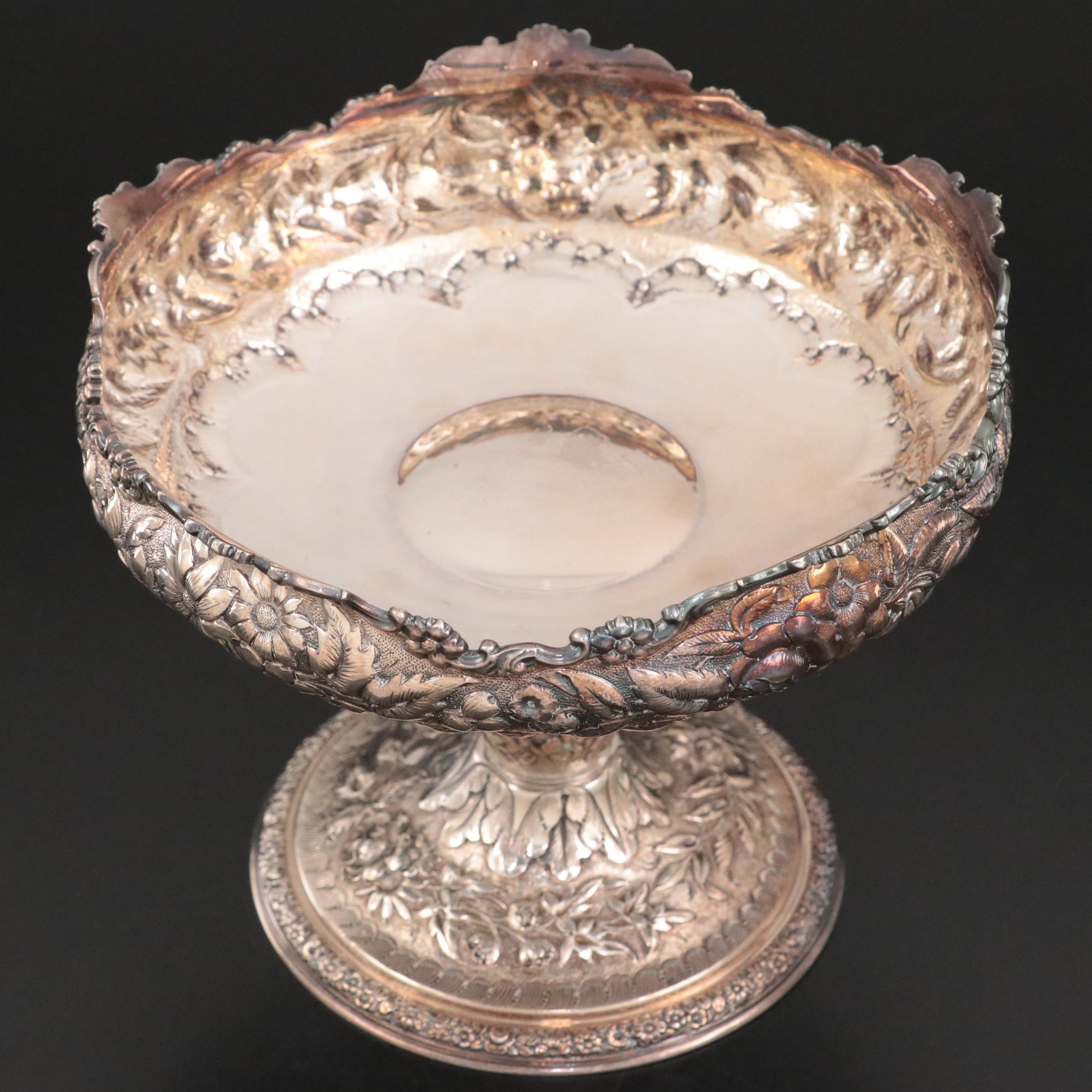 Tiffany & Co. Repoussé Silver Plate Compote, Late 19th / Early 20th Century