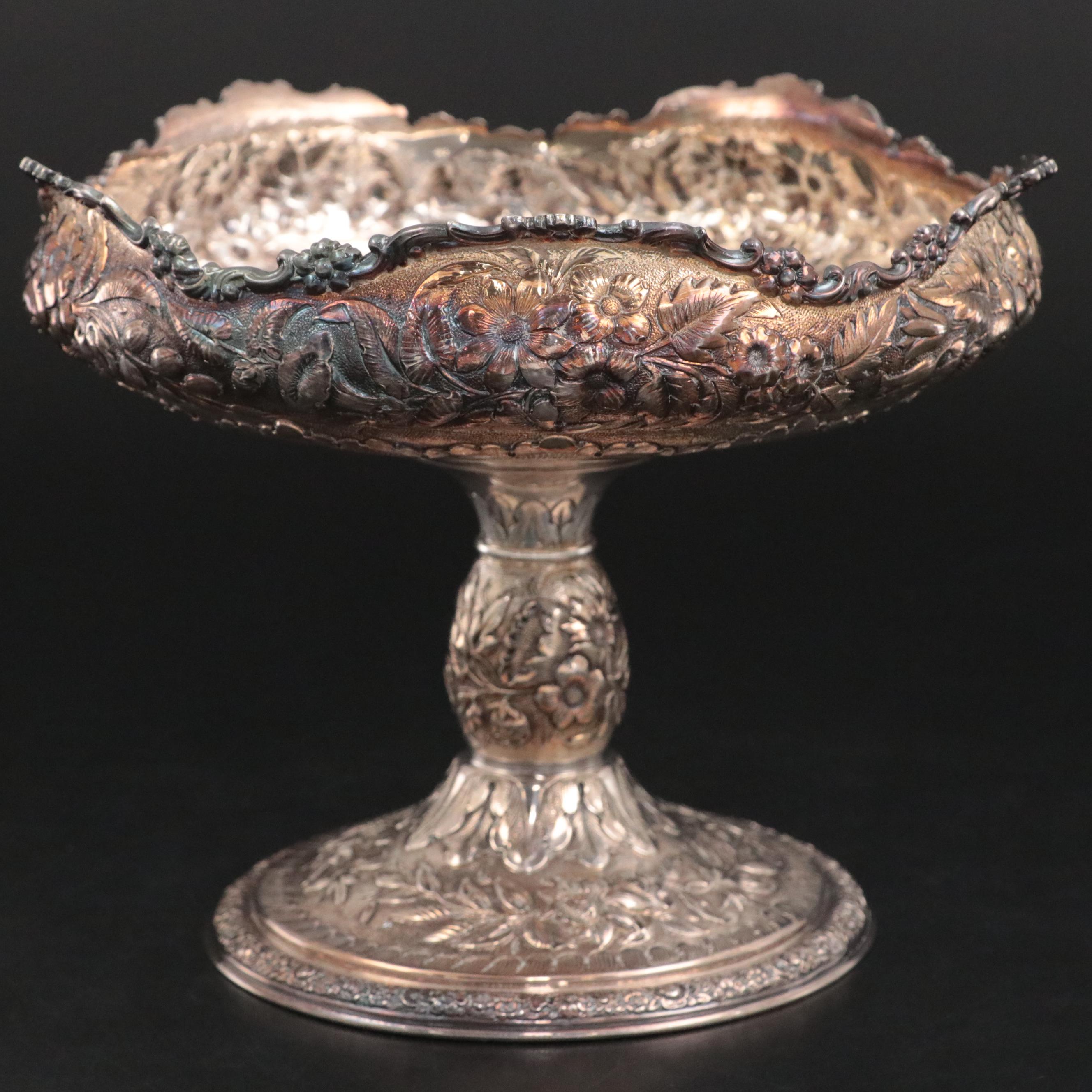 Tiffany & Co. Repoussé Silver Plate Compote, Late 19th / Early 20th Century