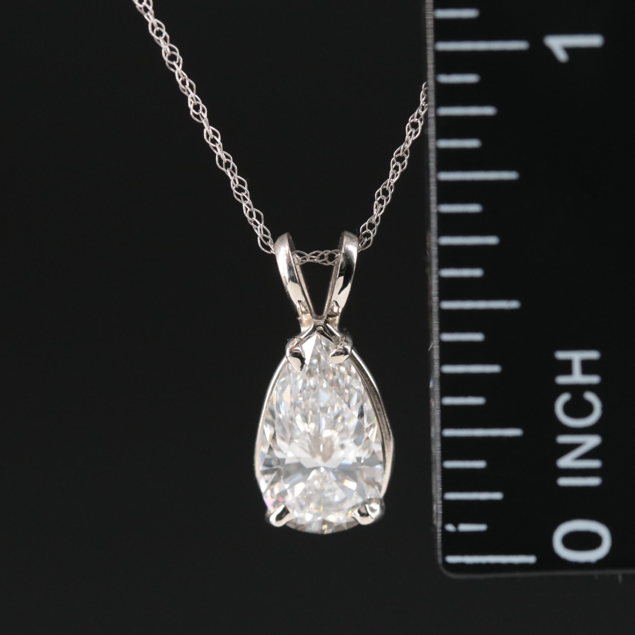14K 1.72 CT Lab Grown Diamond Pendant Necklace with IGI Report
