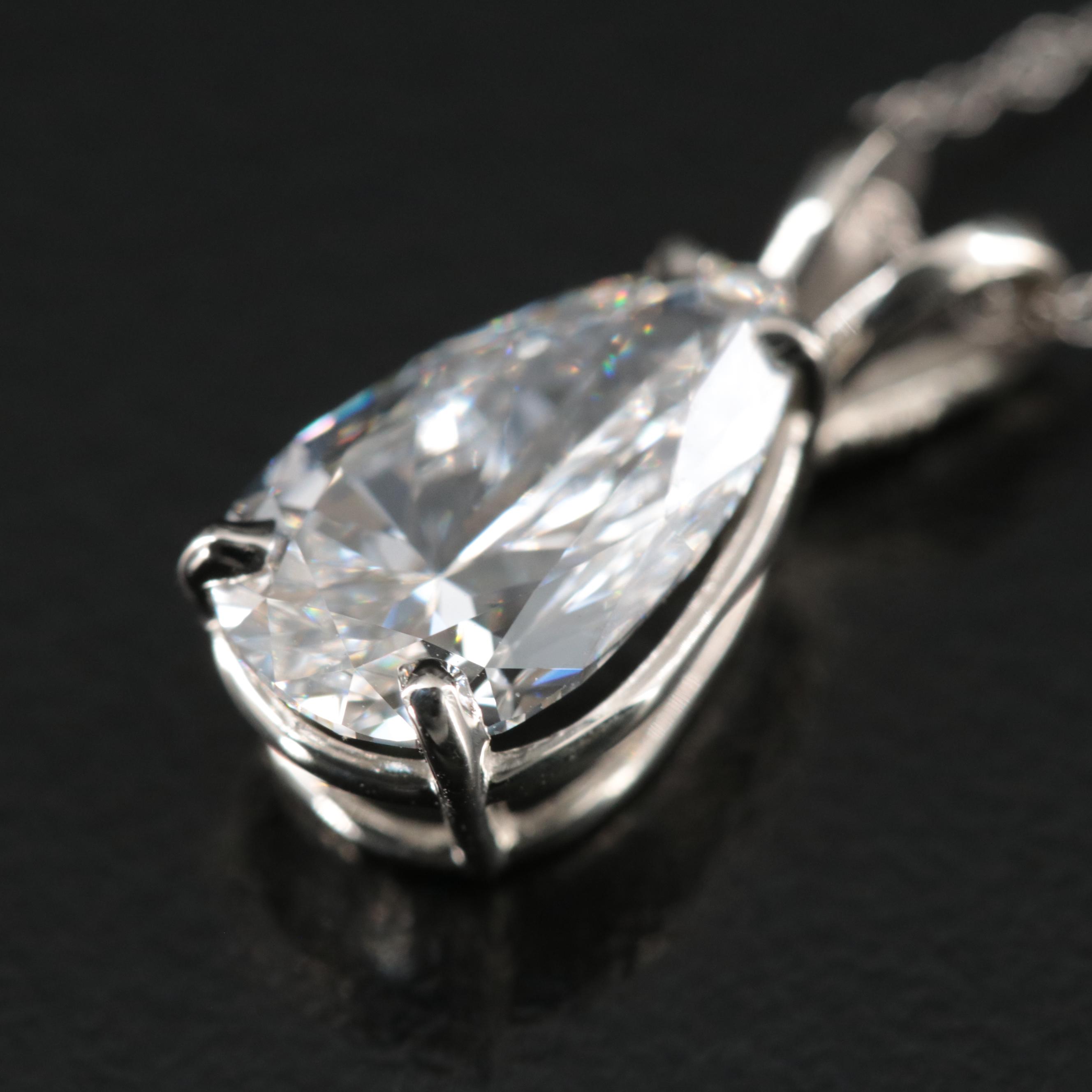 14K 1.72 CT Lab Grown Diamond Pendant Necklace with IGI Report