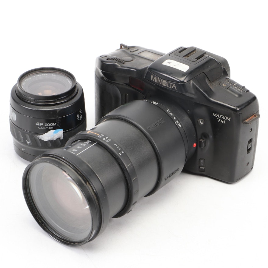 Minolta Maxxum 7xi Camera with AF Zoom Lens and Tamron Lens
