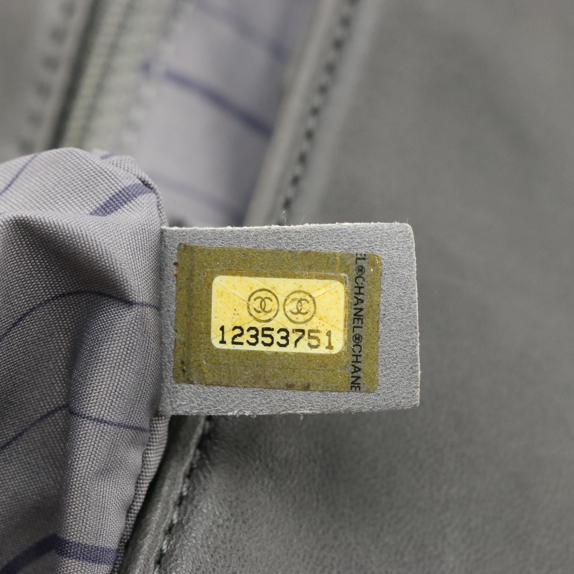 Chanel CC Studded Grey Lambskin Leather Shoulder Bag with Interwoven Chain Strap