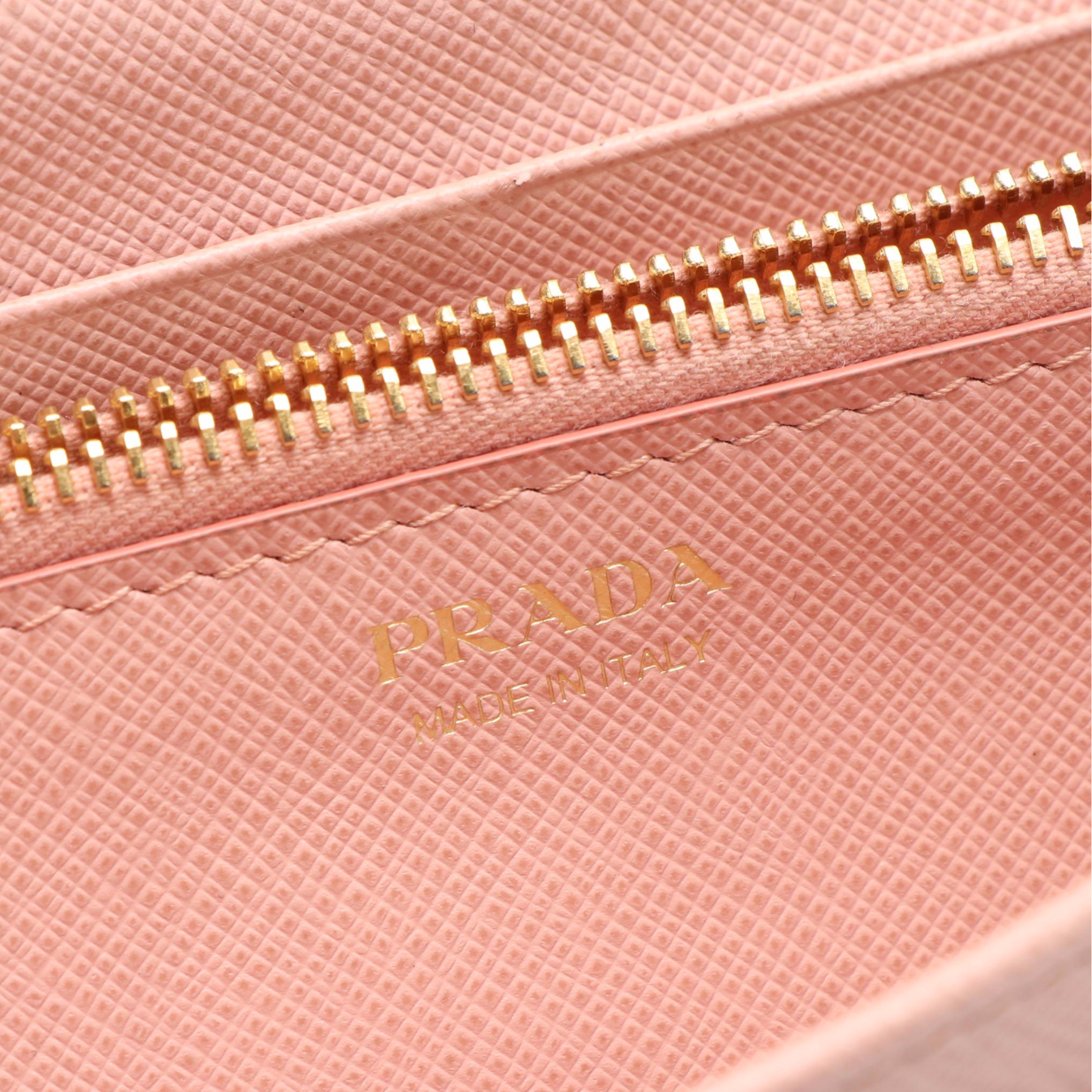 Prada Bifold Long Wallet in Beige Saffiano Leather