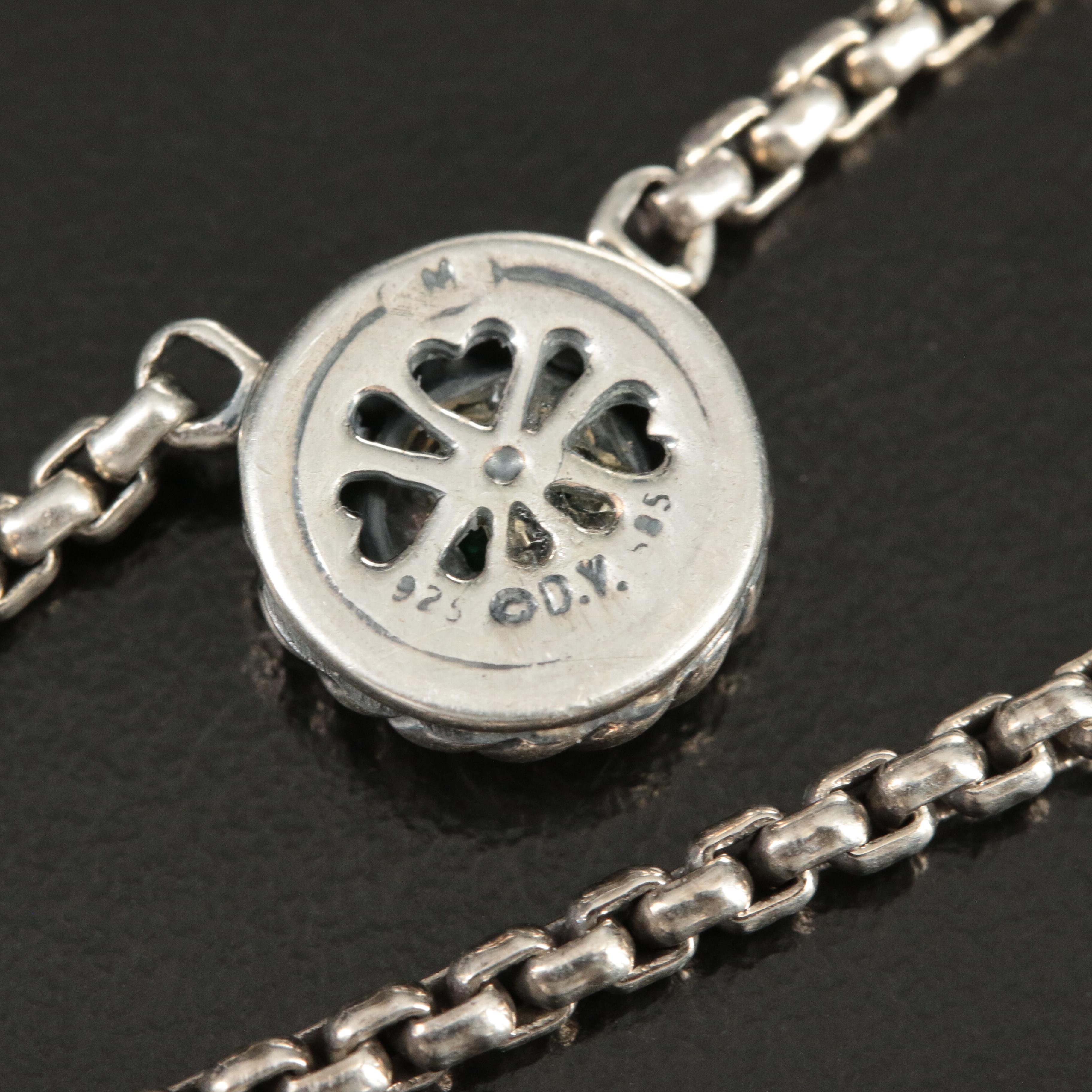 David Yurman Emerald and Sterling 'Cookie' Necklace with 14K Accents