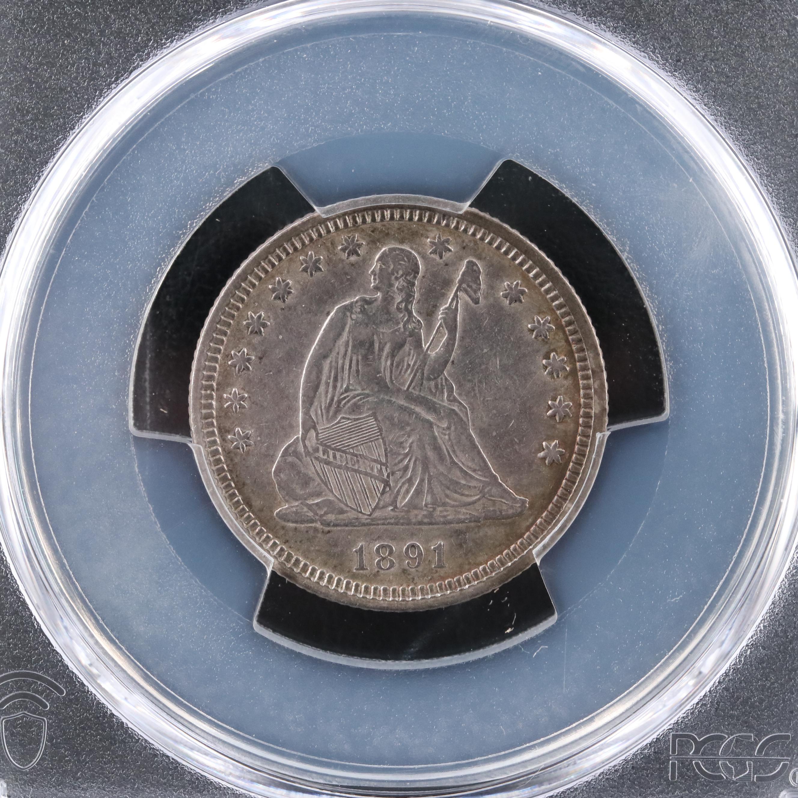 PCGS Certified Genuine 1891 Seated Liberty Silver Quarter