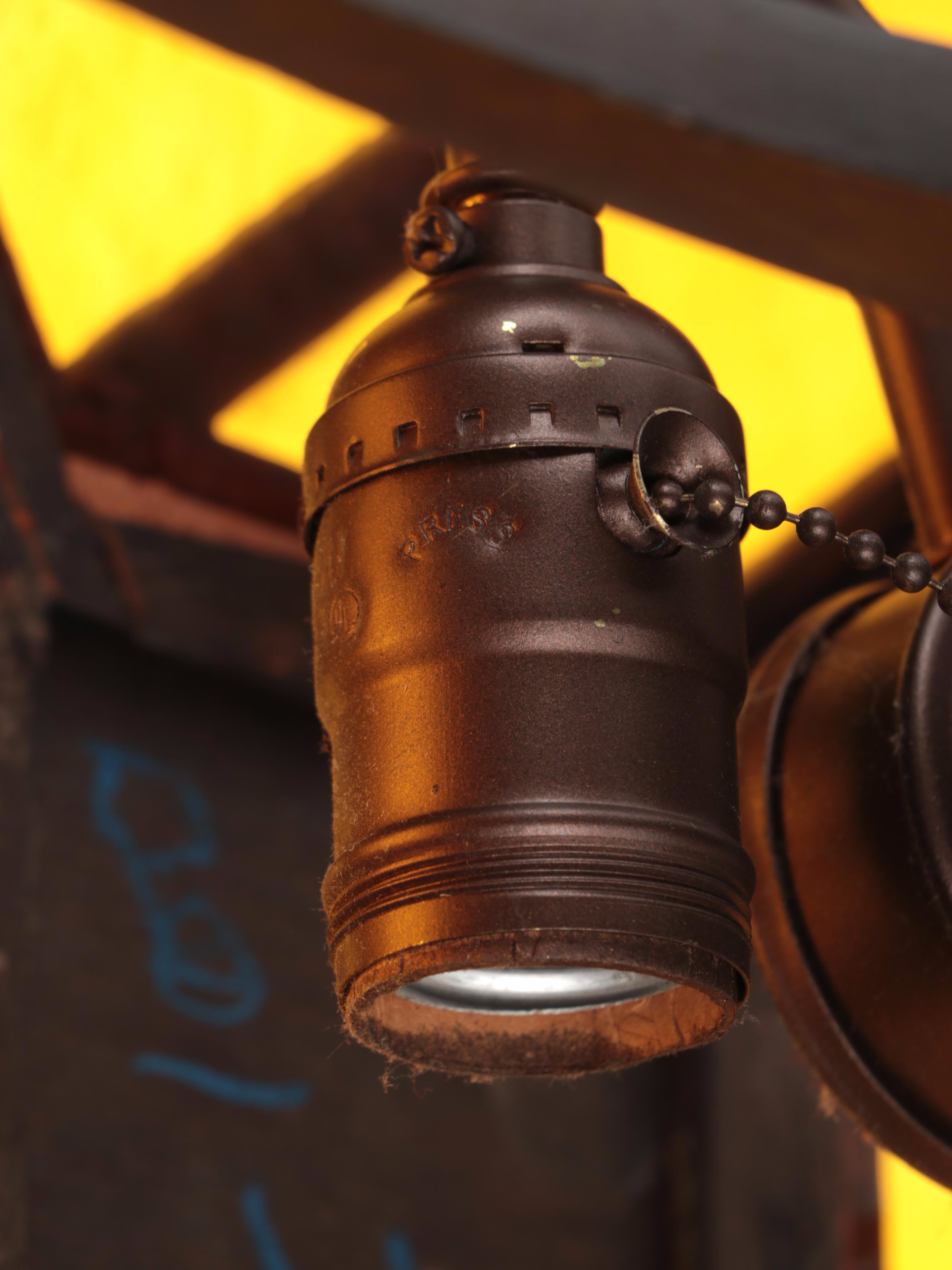 Prairie Style Pebble Glass, Metal and Wood Table Lamp