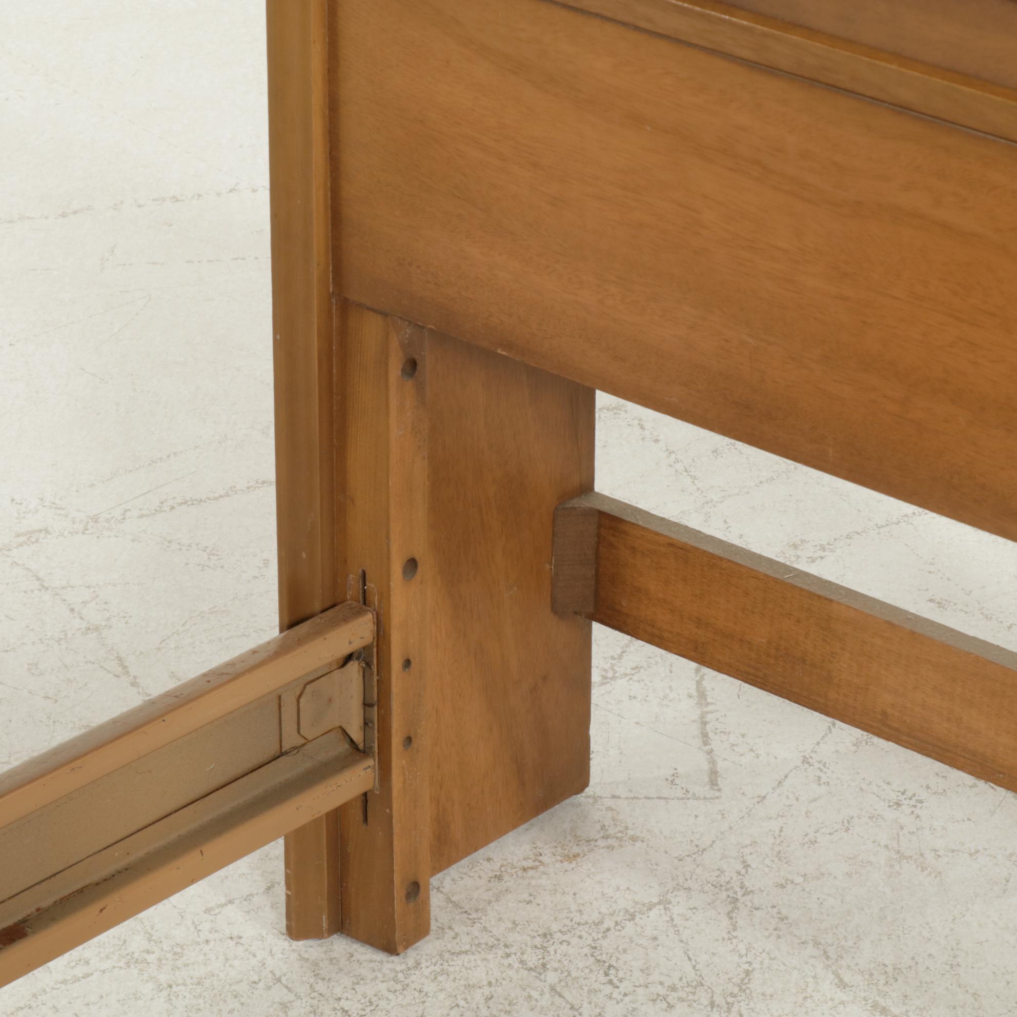 Mid Century Modern Twin Size Bed with Storage Headboard