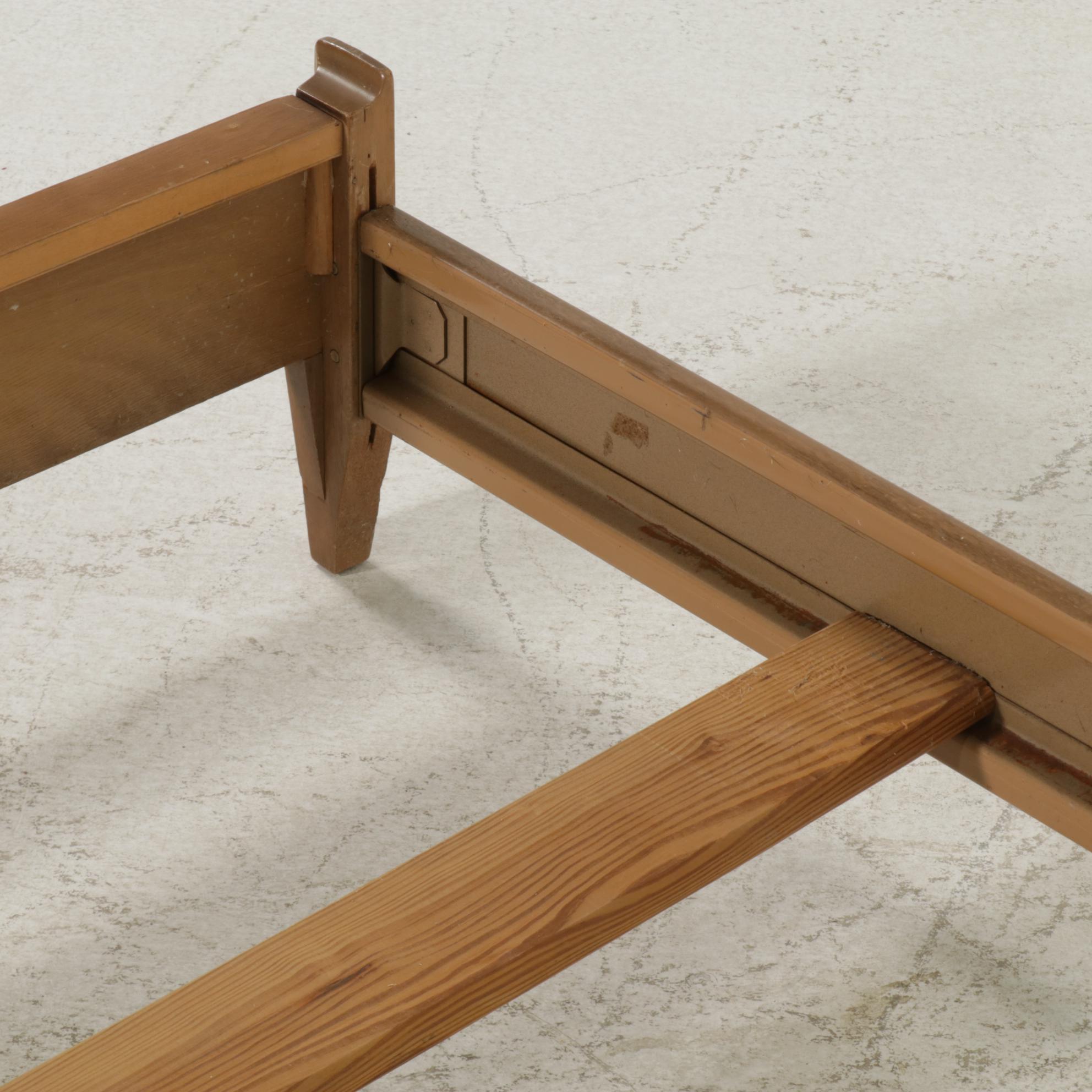 Mid Century Modern Twin Size Bed with Storage Headboard