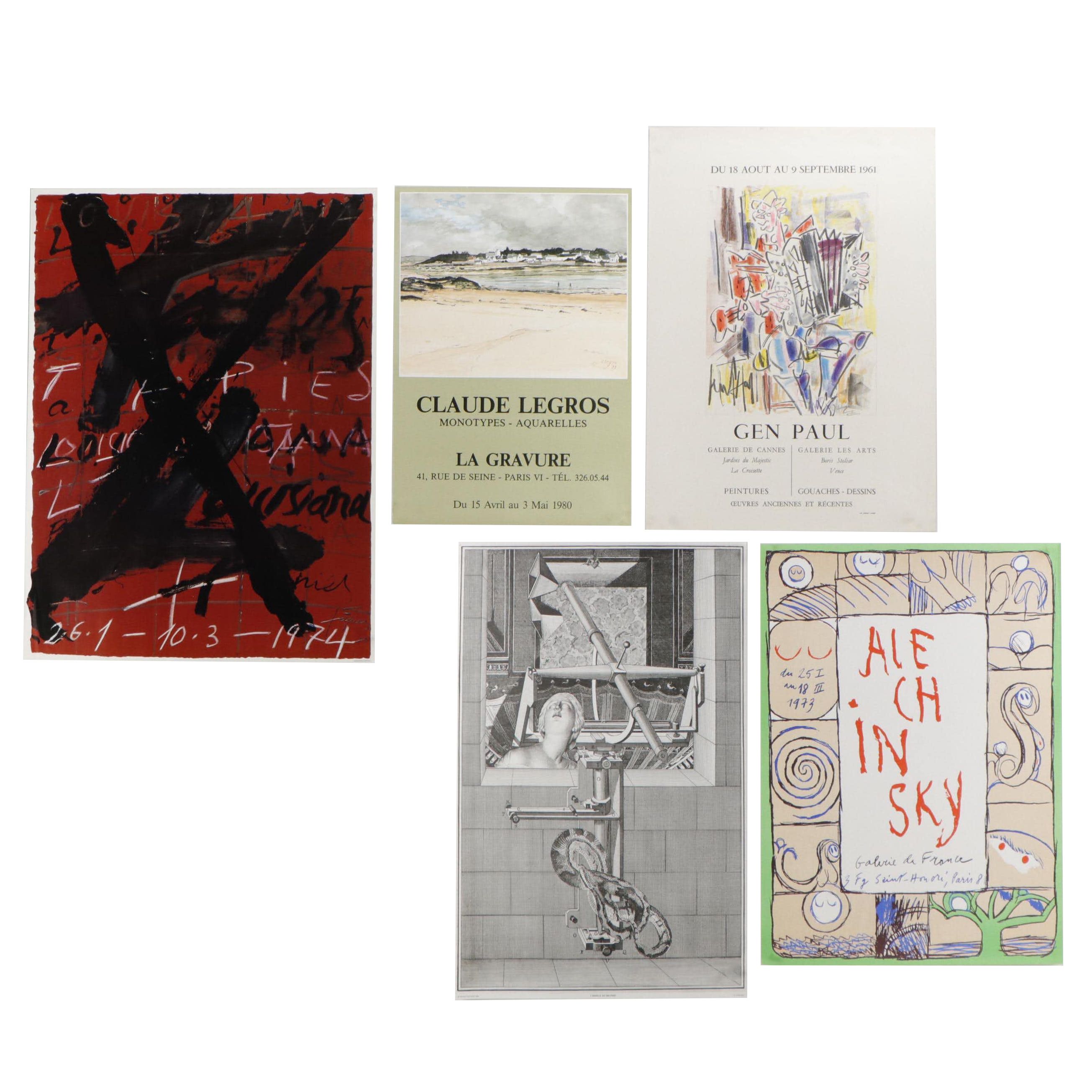 French Exhibition Posters for Claude Legros, Pierre Alechinsky, Gen Paul, More