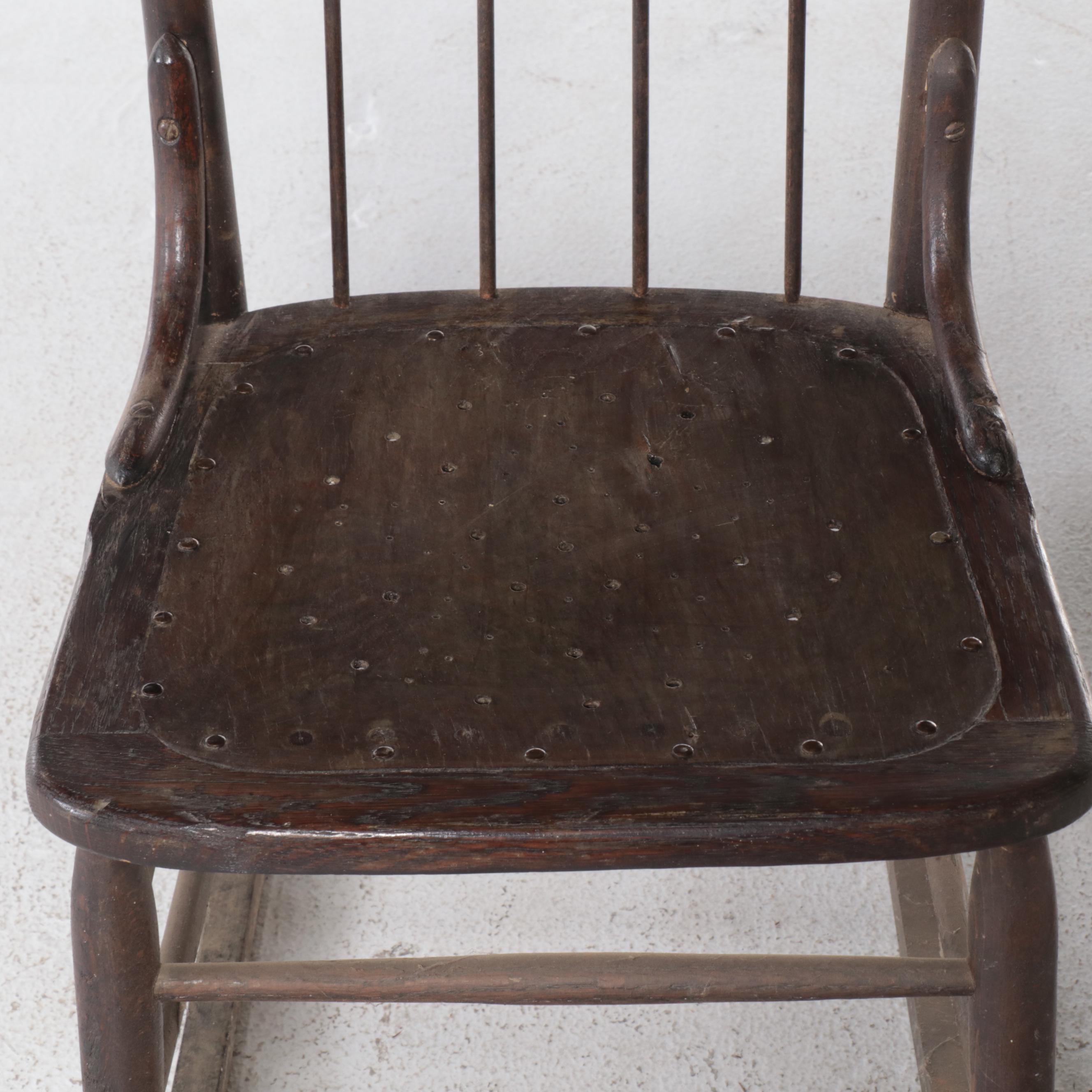 Victorian Caned Rocker and Quartersawn Oak Example, Late 19th/Early 20th Century