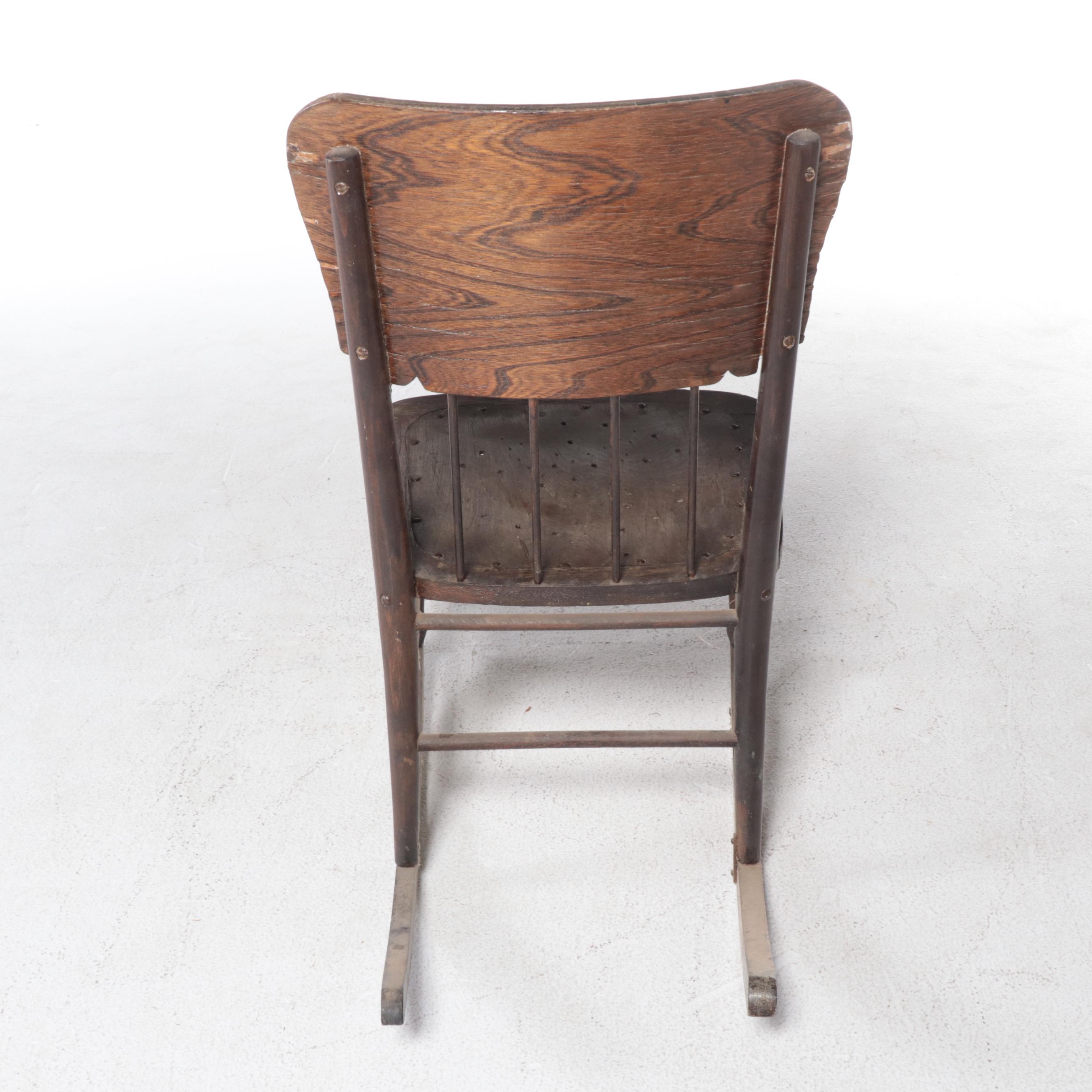 Victorian Caned Rocker and Quartersawn Oak Example, Late 19th/Early 20th Century