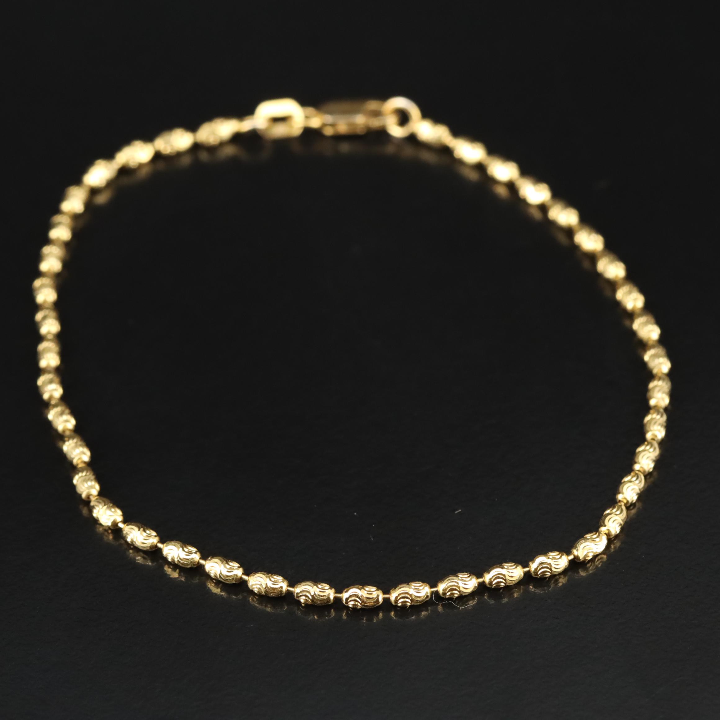 14K Bead Bracelet with Diamond Cut Finish