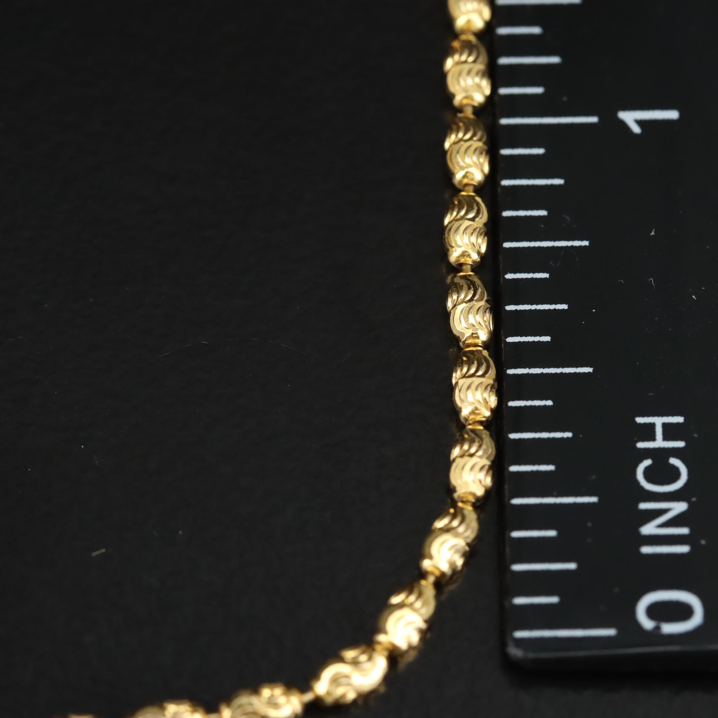 14K Bead Bracelet with Diamond Cut Finish