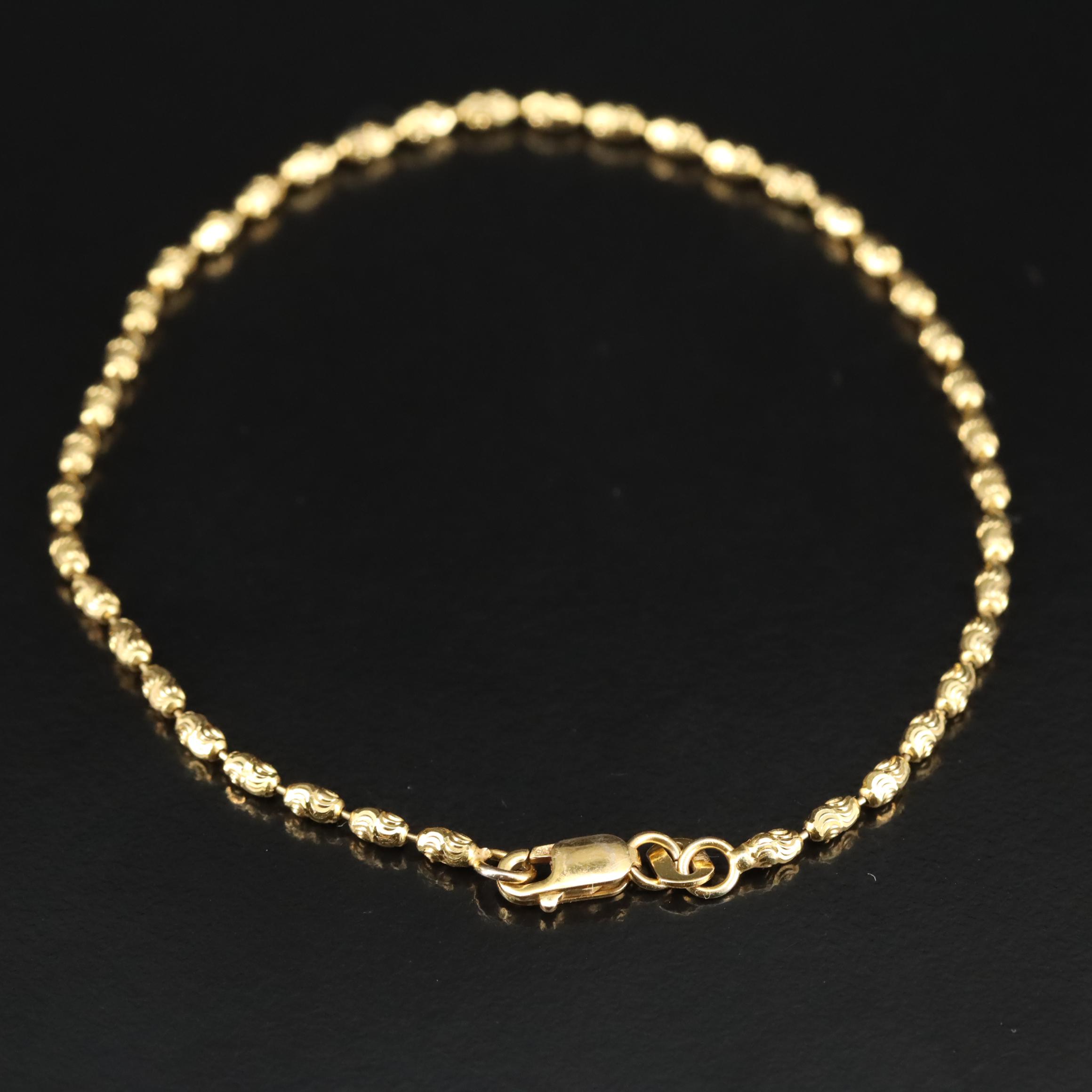 14K Bead Bracelet with Diamond Cut Finish