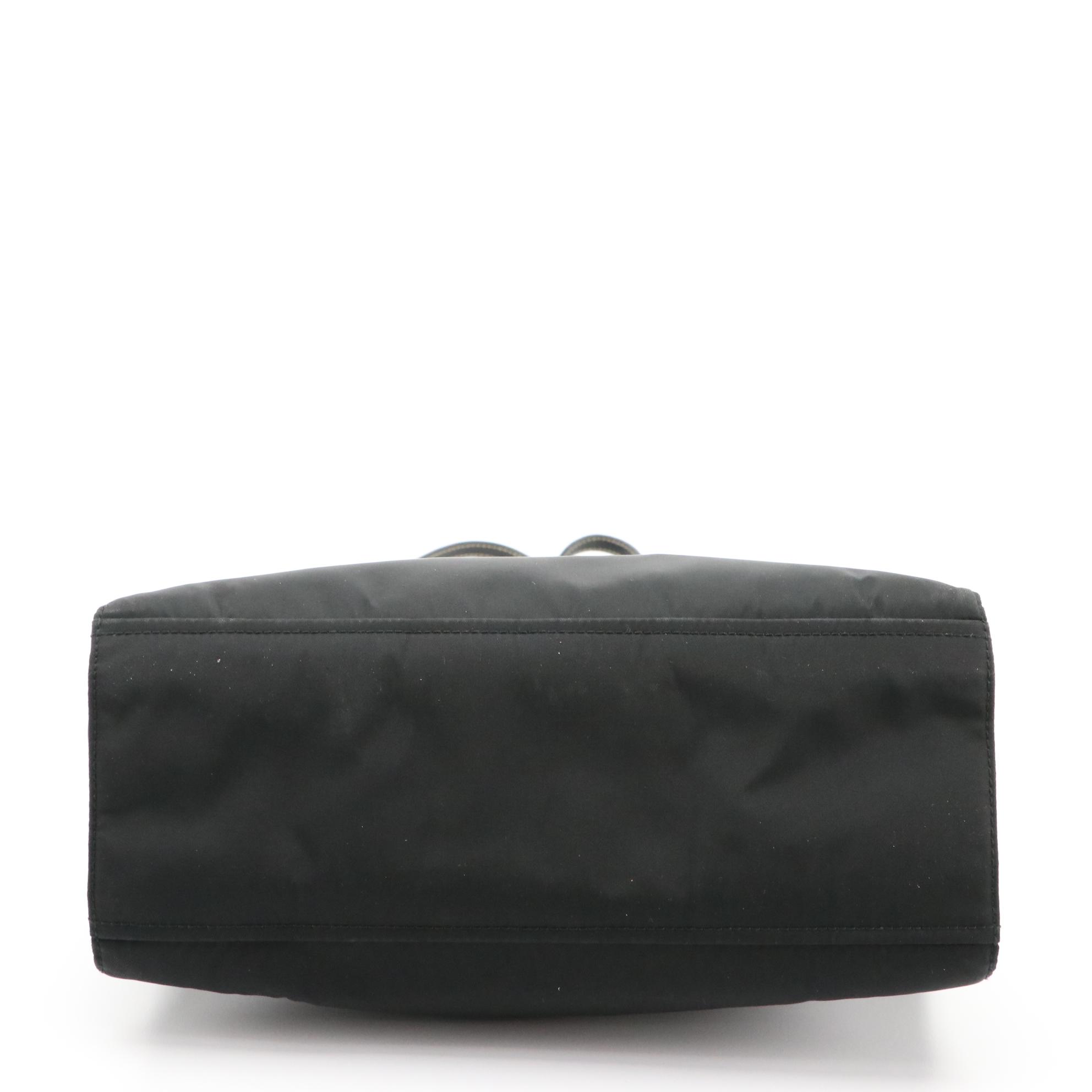 Prada Black Tessuto Nylon Shoulder Bag with Leather Straps