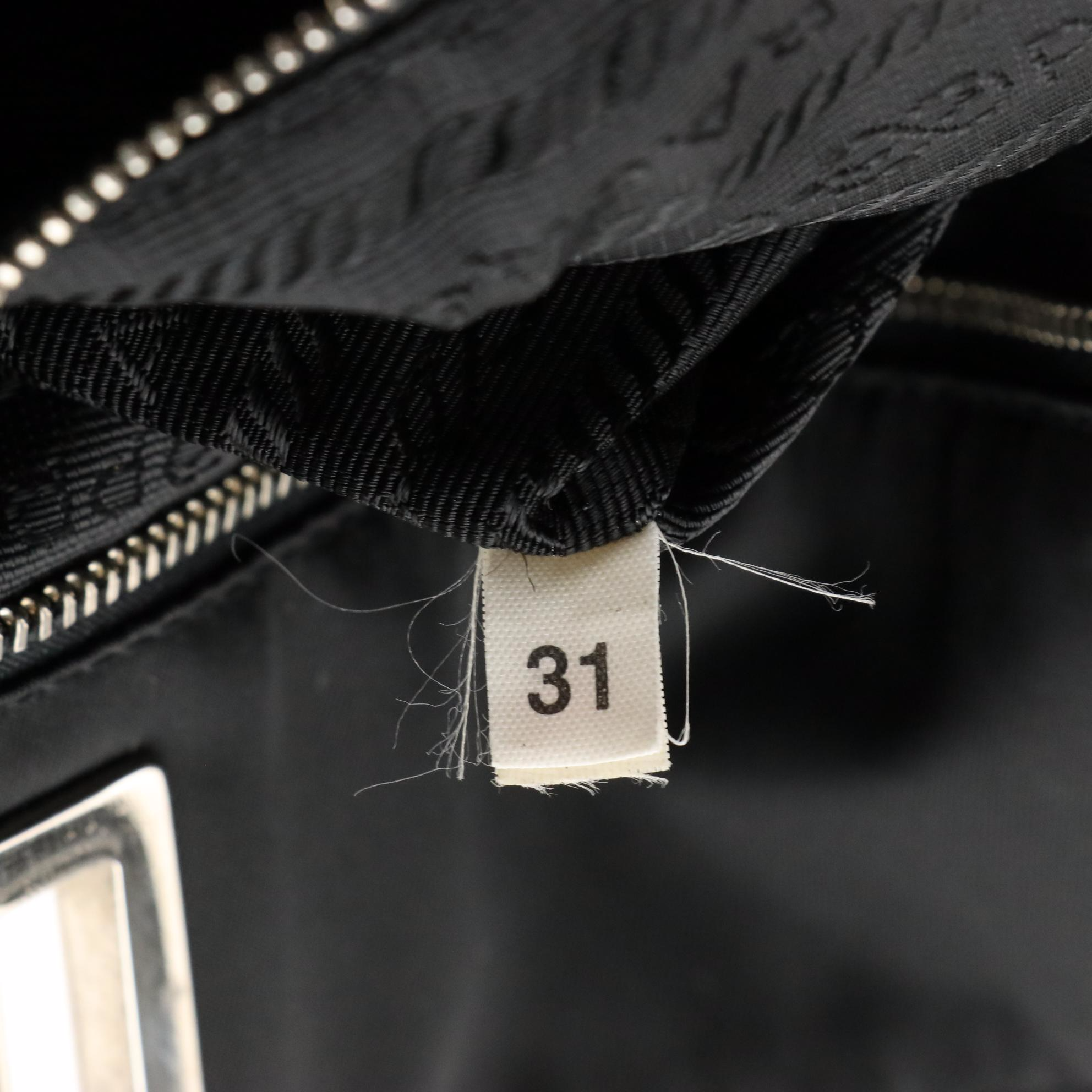 Prada Black Tessuto Nylon Shoulder Bag with Leather Straps