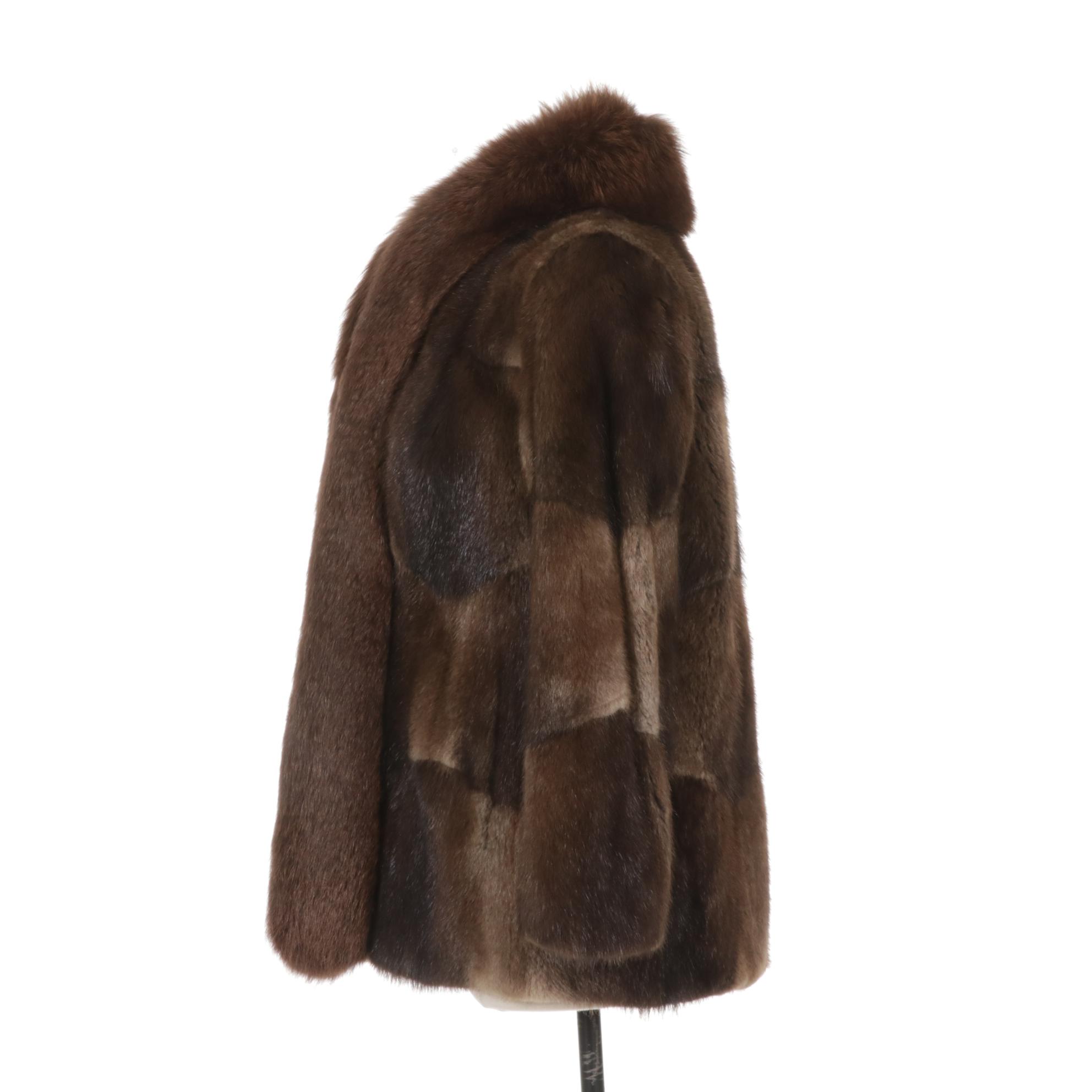 Muskrat Fur Jacket with Fox Fur Collar