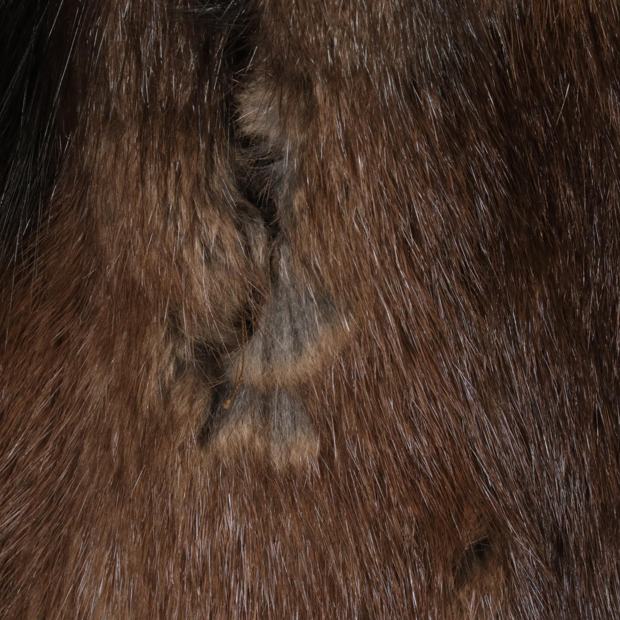 Muskrat Fur Jacket with Fox Fur Collar