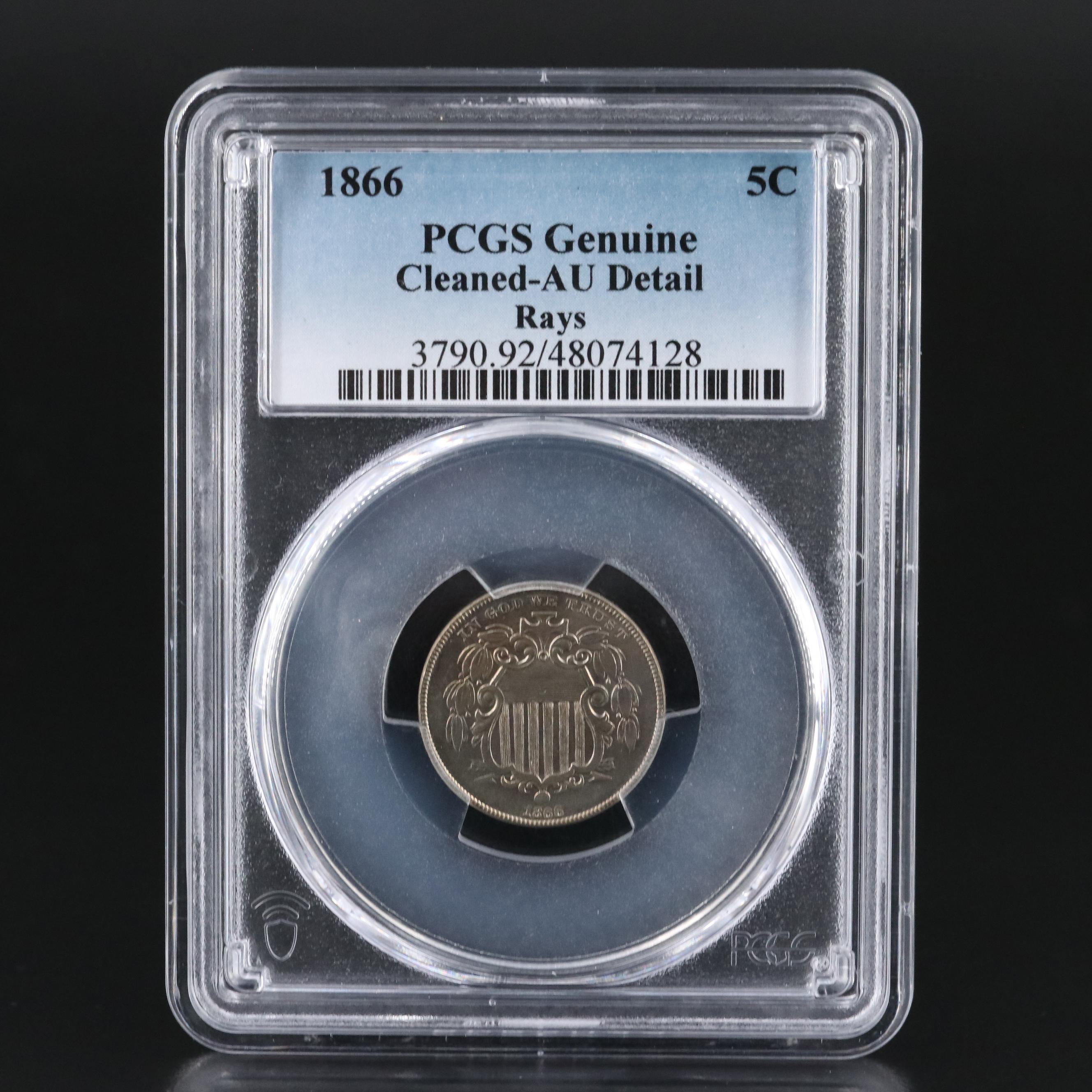 PCGS Certified Genuine 1866 Shield Nickel