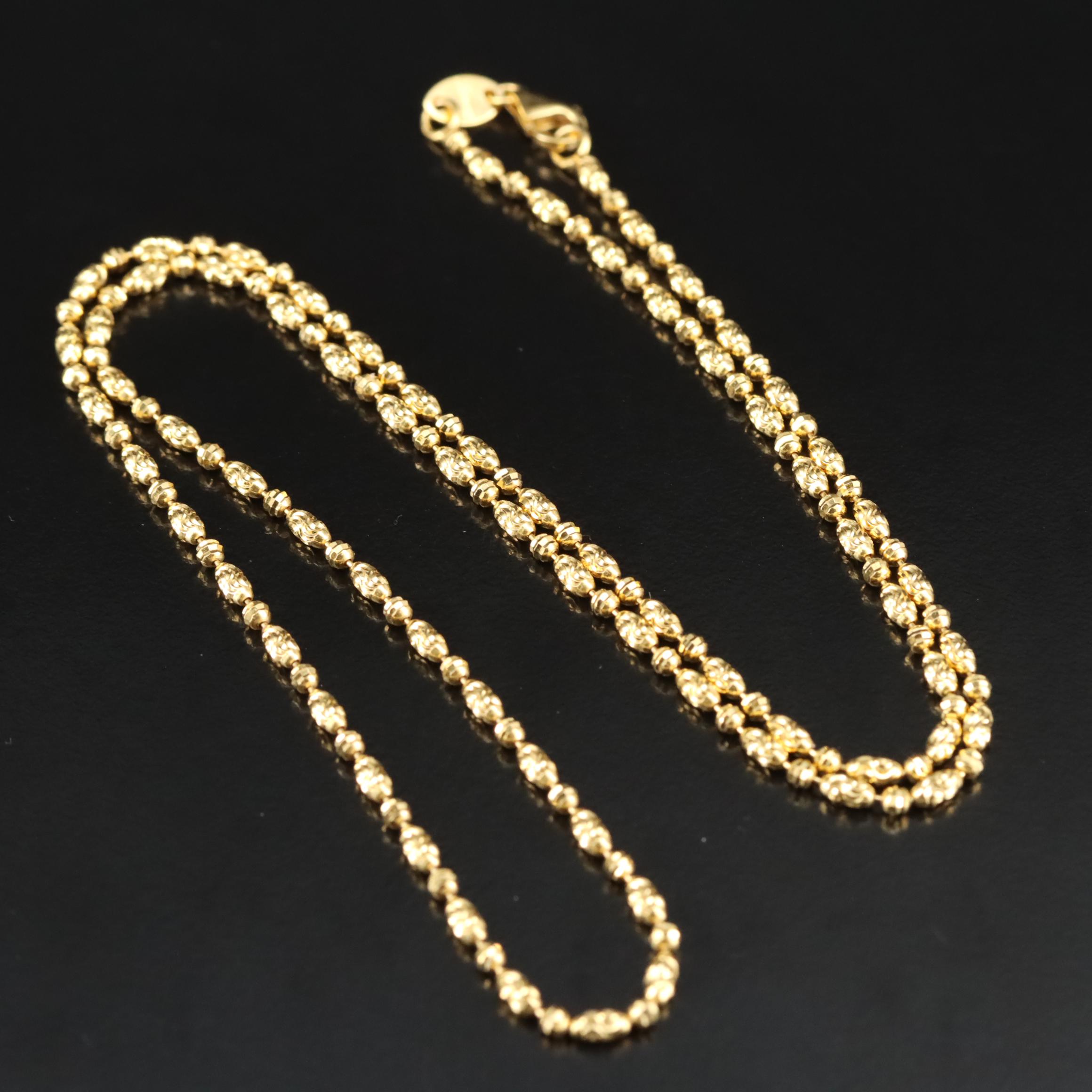 Italian 14K Diamond Cut Fancy Link Chain Necklace