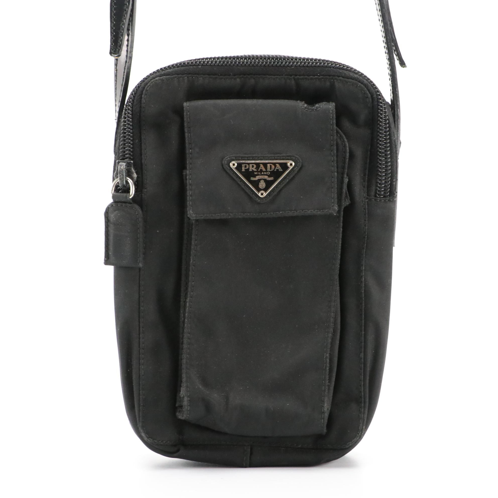 Prada Small Tessuto Nylon Camera/Crossbody Bag with Glazed Leather Trim