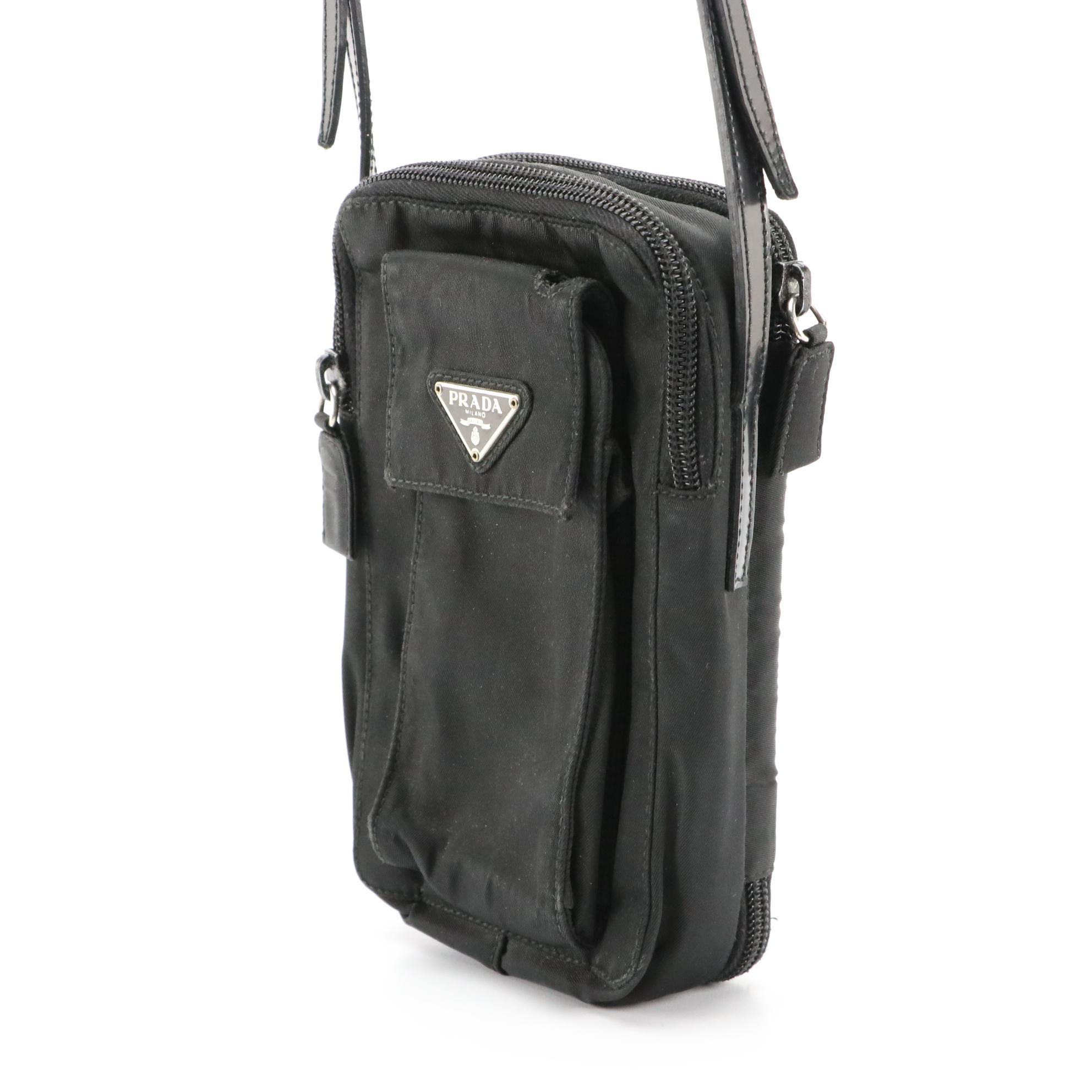 Prada Small Tessuto Nylon Camera/Crossbody Bag with Glazed Leather Trim