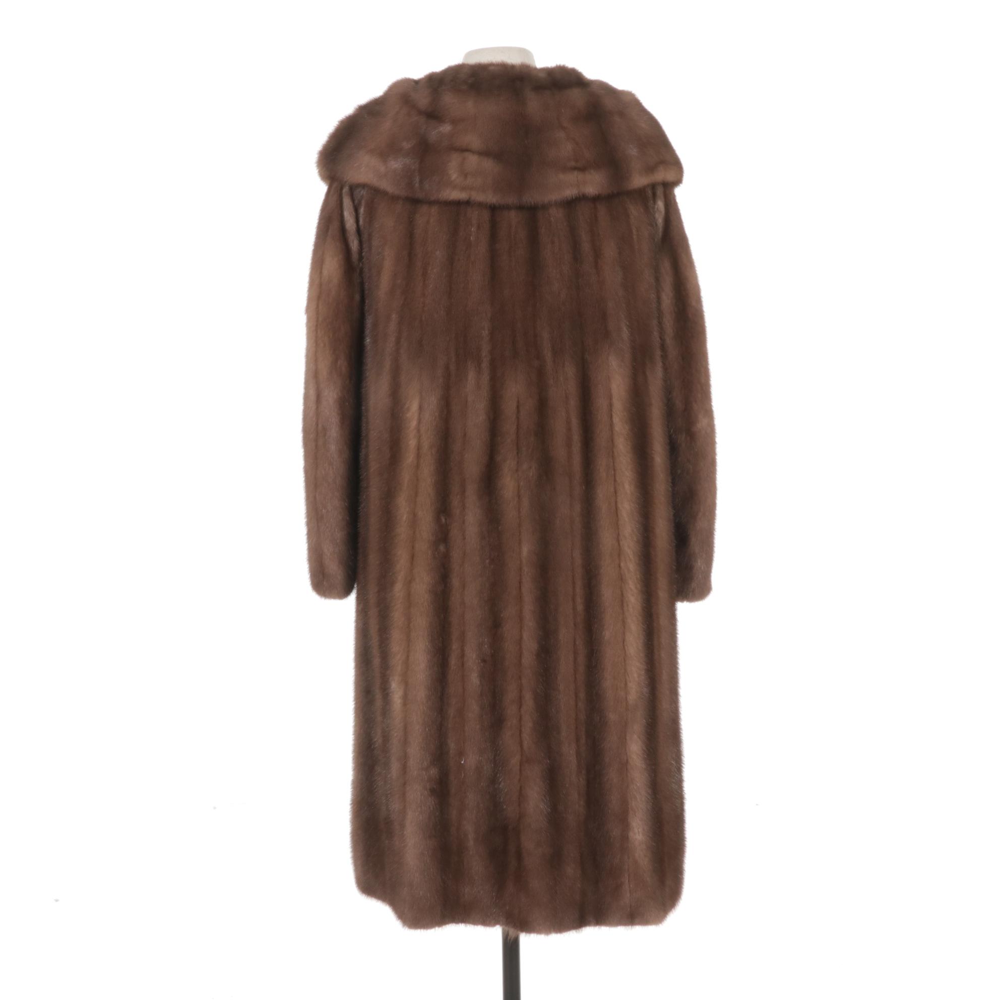 Chestnut Mink Fur Coat with Silk Interior Lining