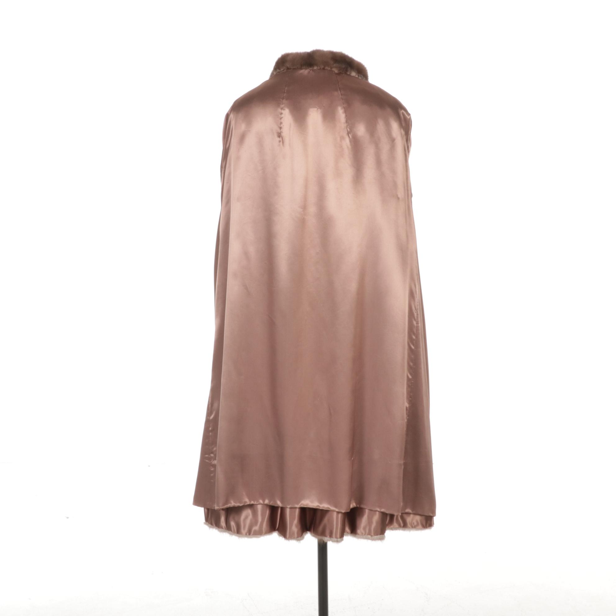 Chestnut Mink Fur Coat with Silk Interior Lining