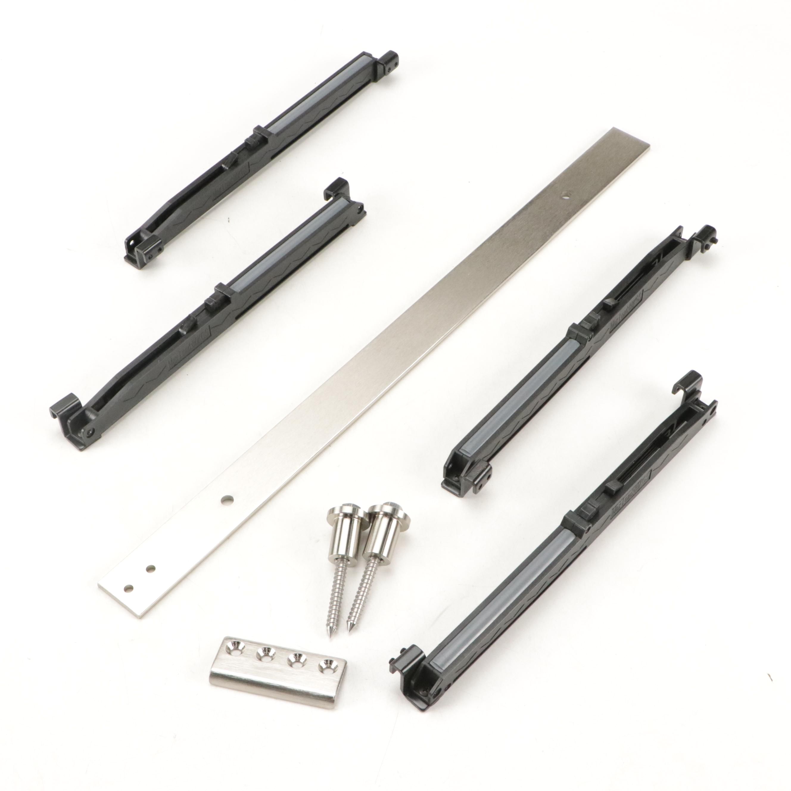 Barn Door Satin Nickel 24" Extension Kit and Black Finish Door Soft Close Kit