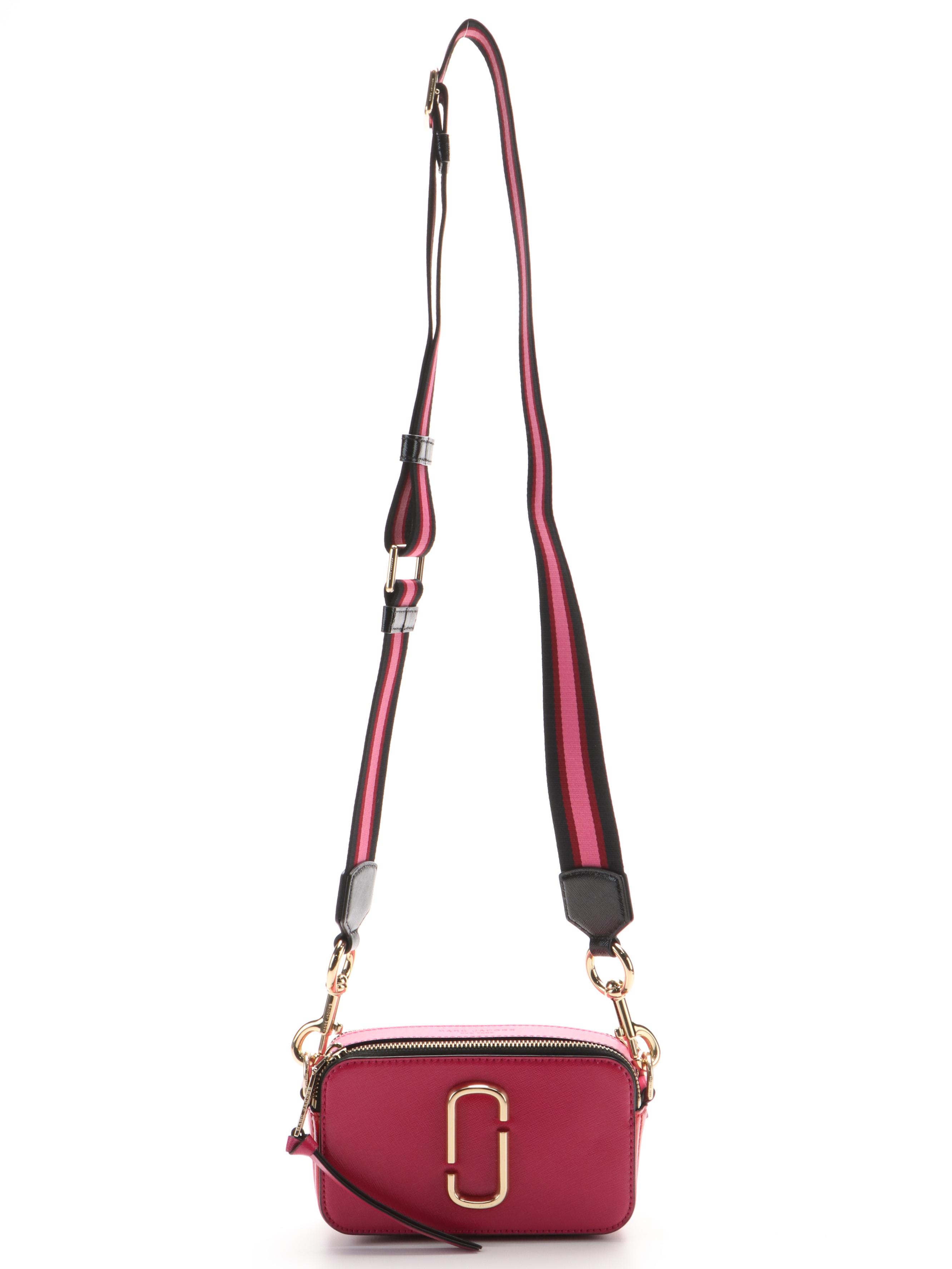 Marc Jacobs The Snapshot Crossbody Bag in Shiny Pink Colorblock Saffiano Leather
