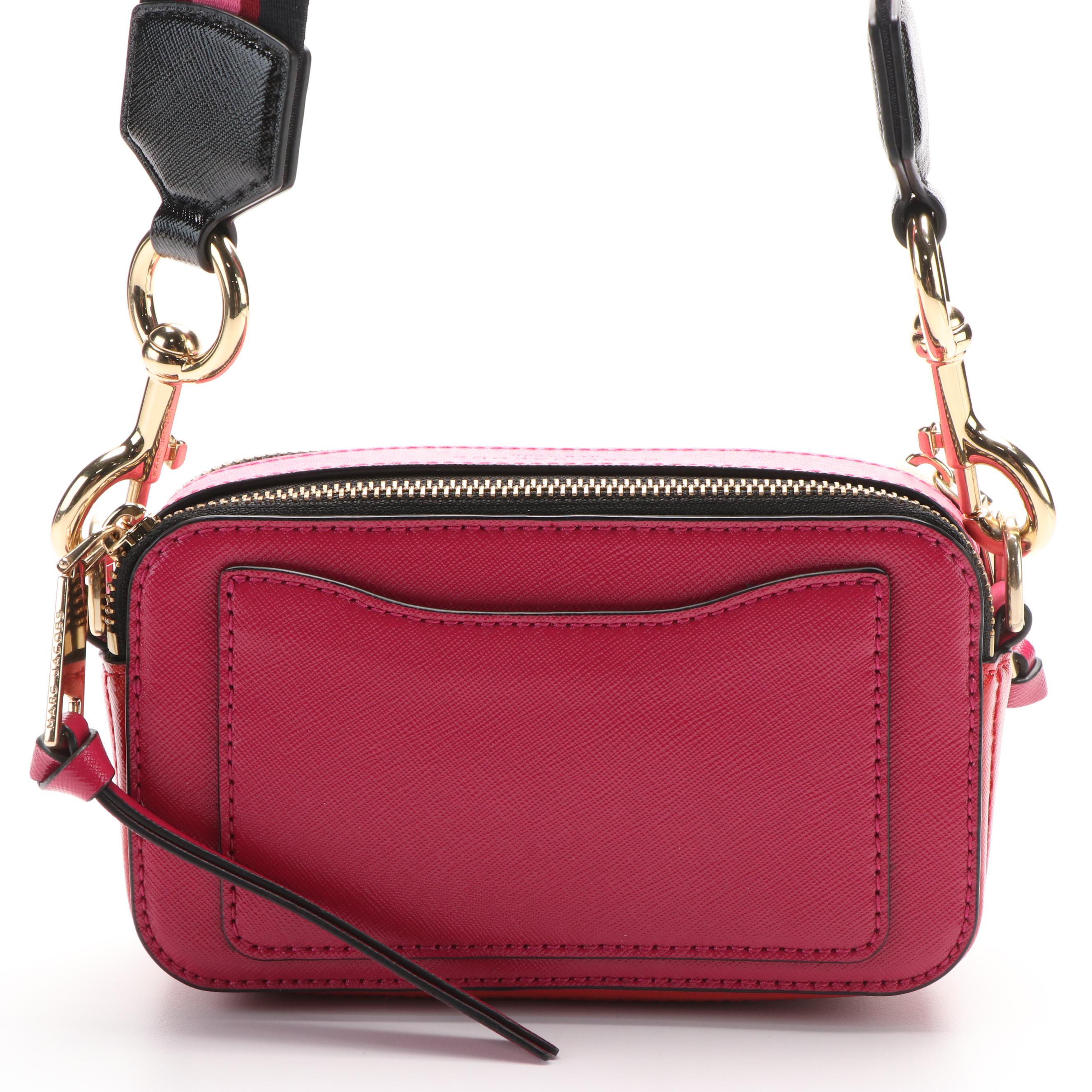 Marc Jacobs The Snapshot Crossbody Bag in Shiny Pink Colorblock Saffiano Leather