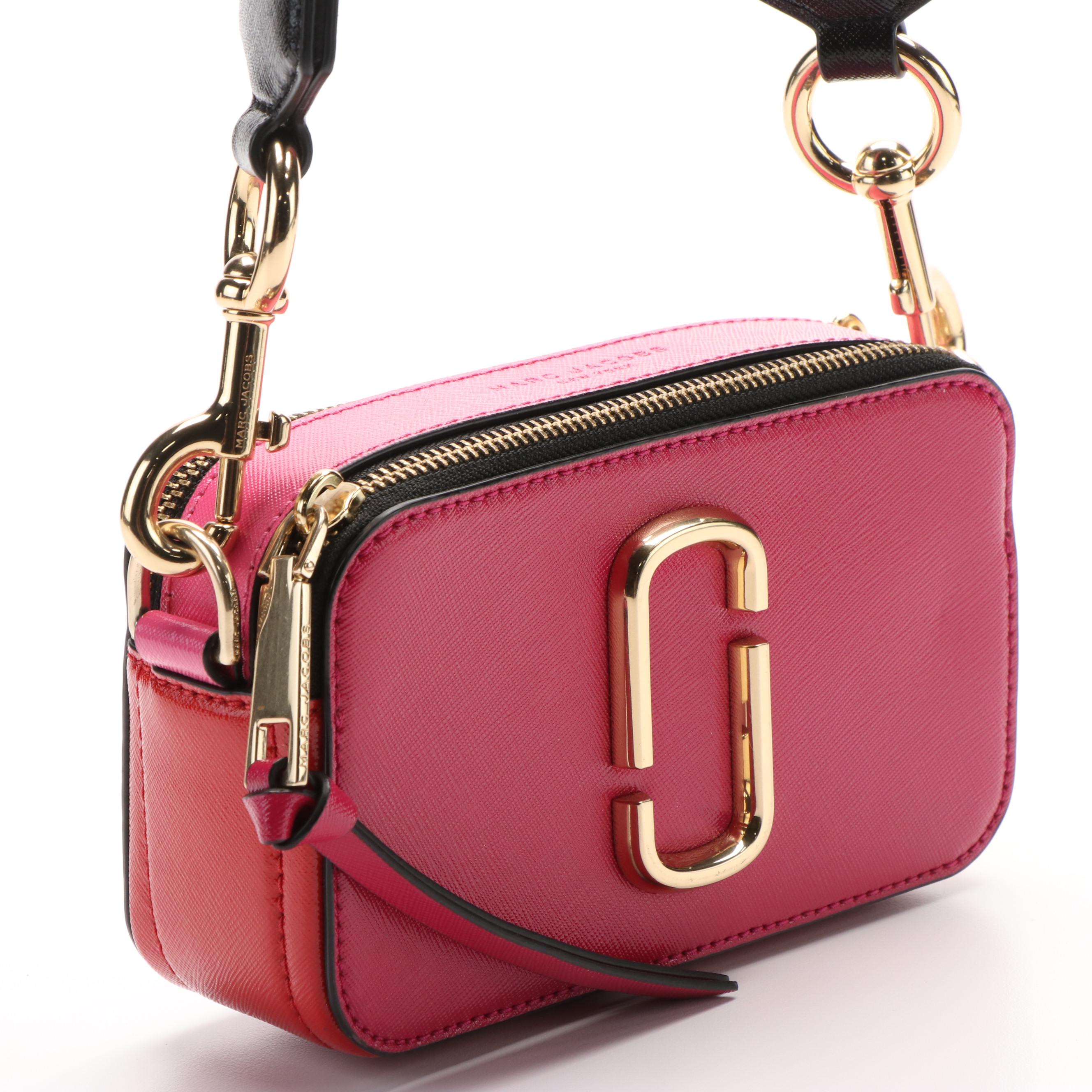 Marc Jacobs The Snapshot Crossbody Bag in Shiny Pink Colorblock Saffiano Leather