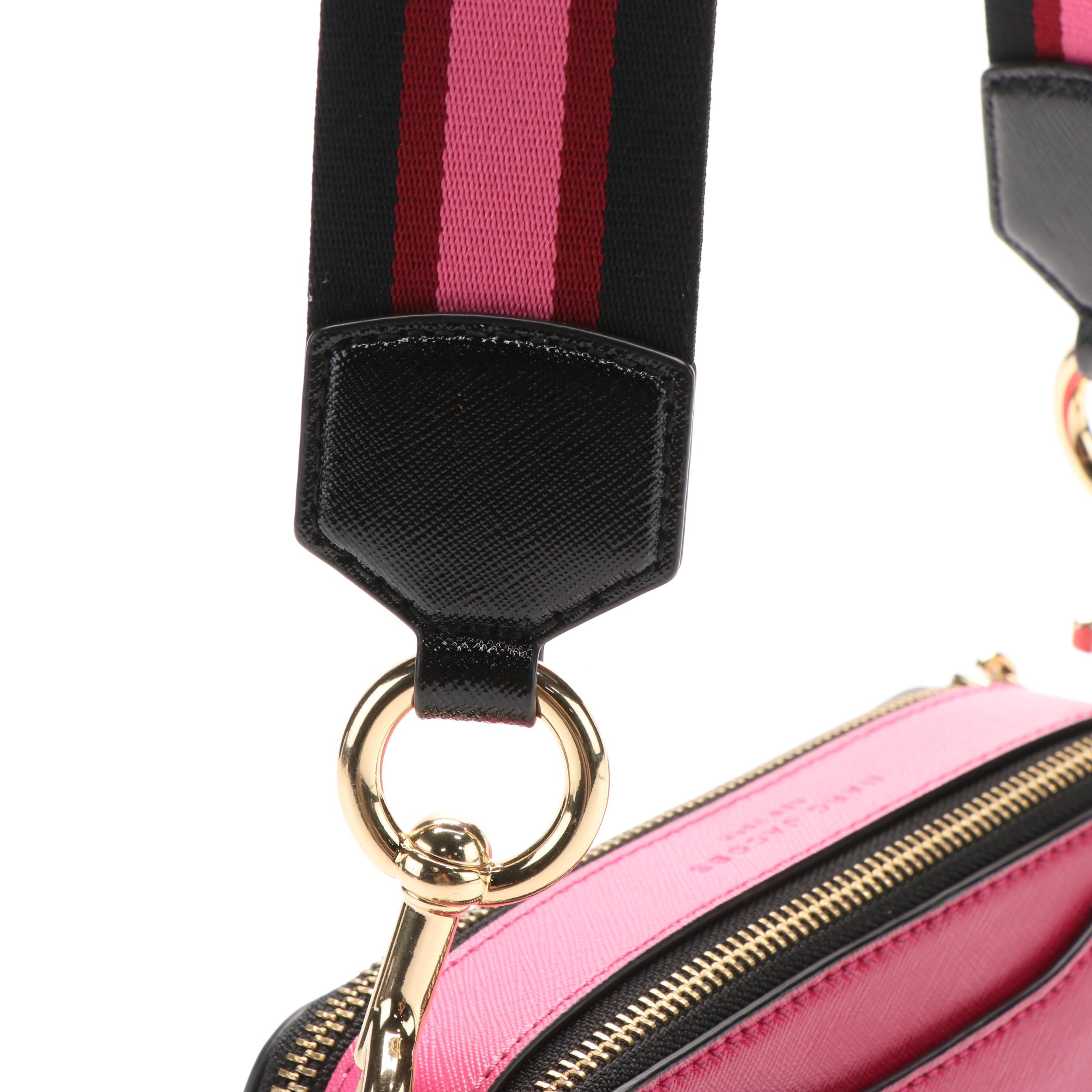 Marc Jacobs The Snapshot Crossbody Bag in Shiny Pink Colorblock Saffiano Leather