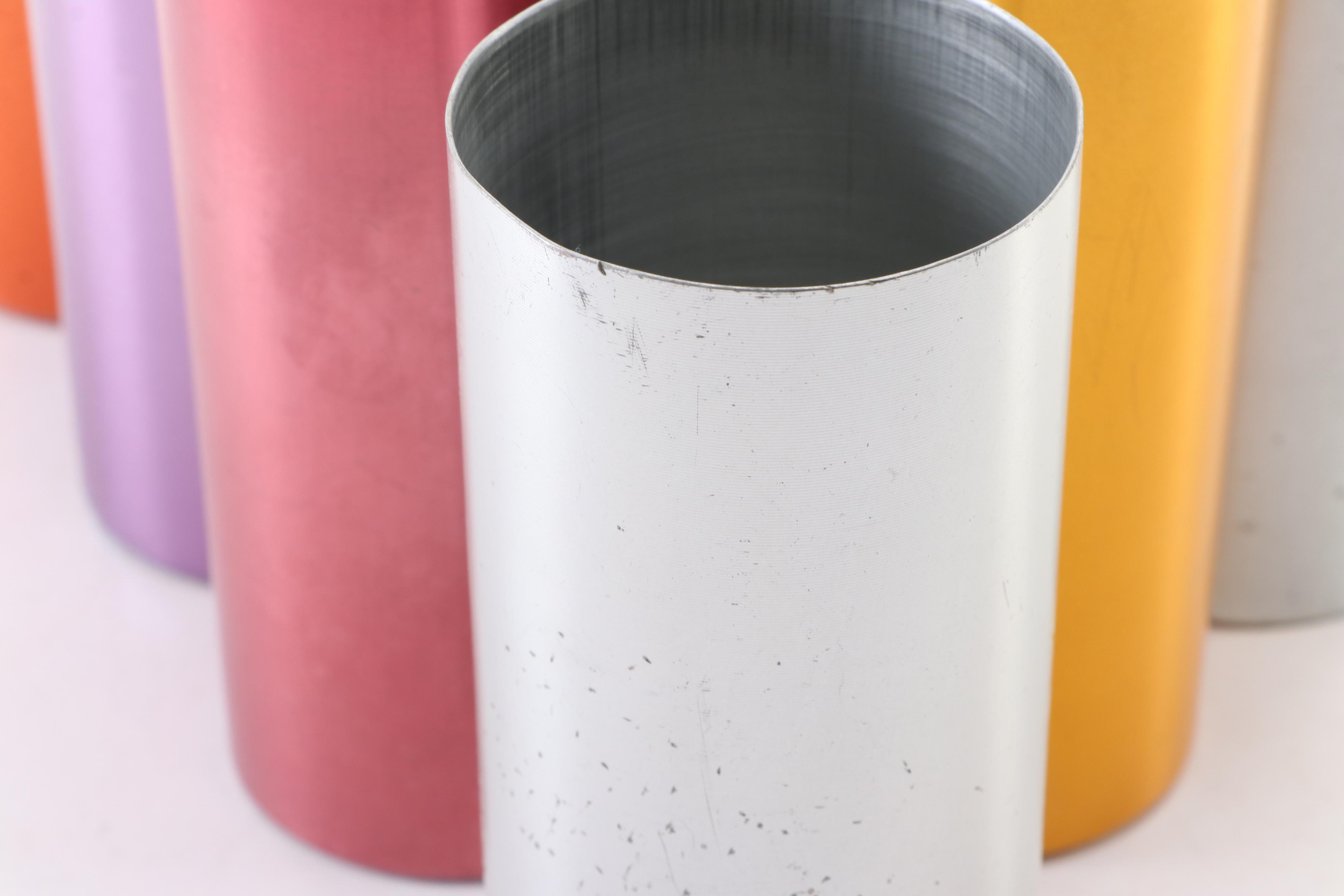 Russel Wright Earthenware Dishes with Perma Hues Metallic Aluminum Tumblers