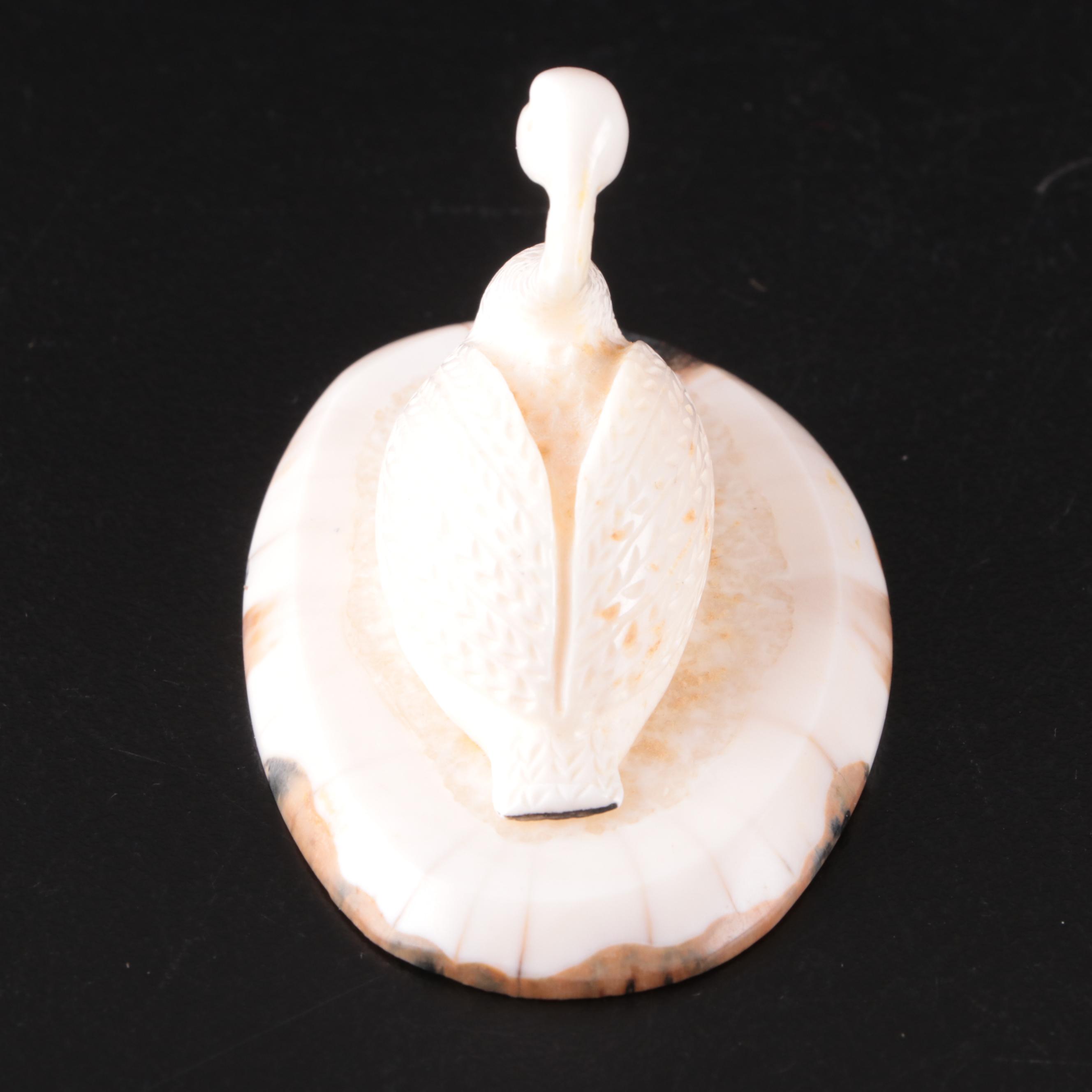 Native Alaskan Hand-Carved Walrus Ivory Weasel, Swan and Whale Figurines